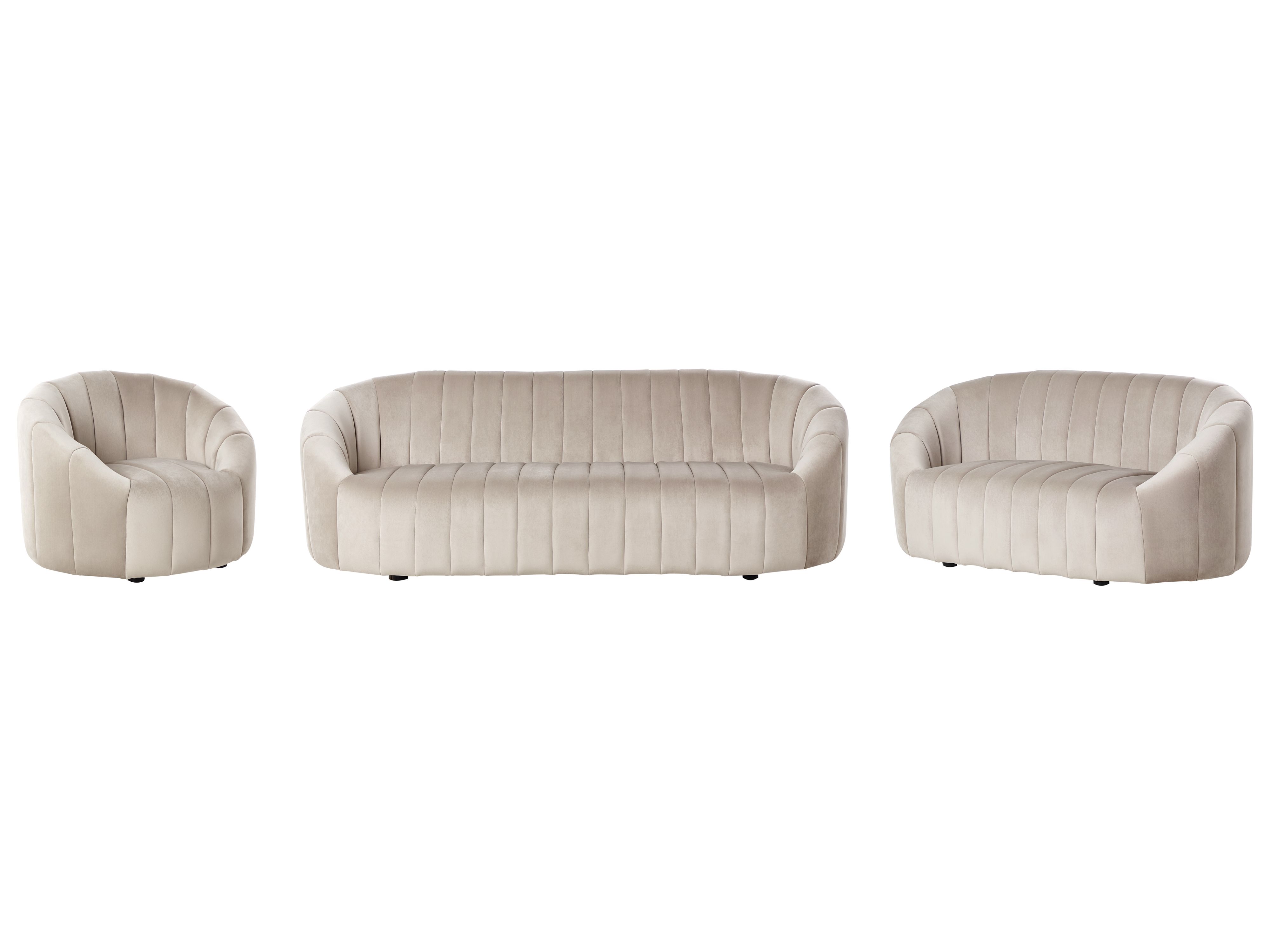 Living Room Set 6 Seater MALUNG Velvet Beige