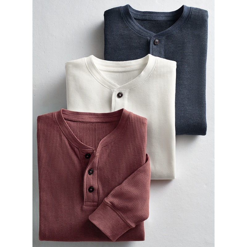 Men's 3-Pack Cotton-Blend Thermal Henleys - MIDNIGHT VELVET CATALOG