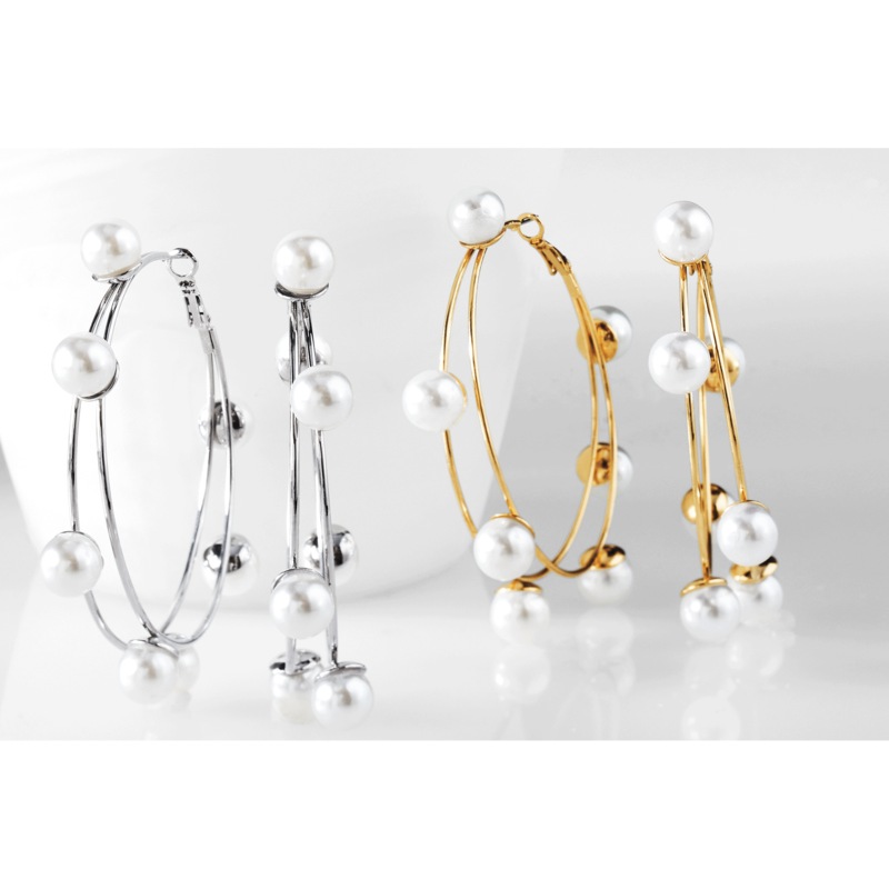 Faux-Pearl Hoops - MIDNIGHT VELVET CATALOG