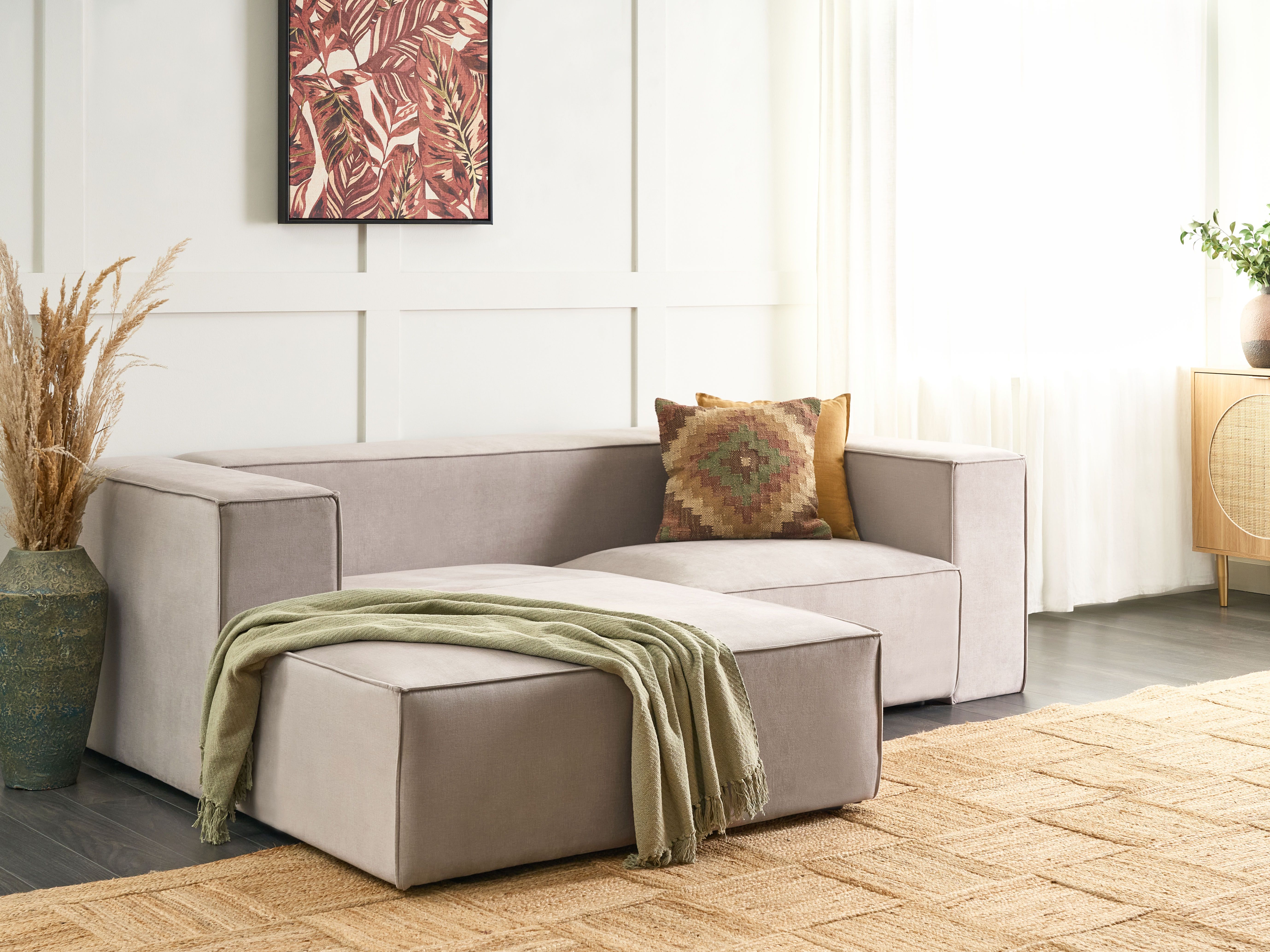 Corner Sofa 2 Seater VERNON Velvet Taupe Right Hand