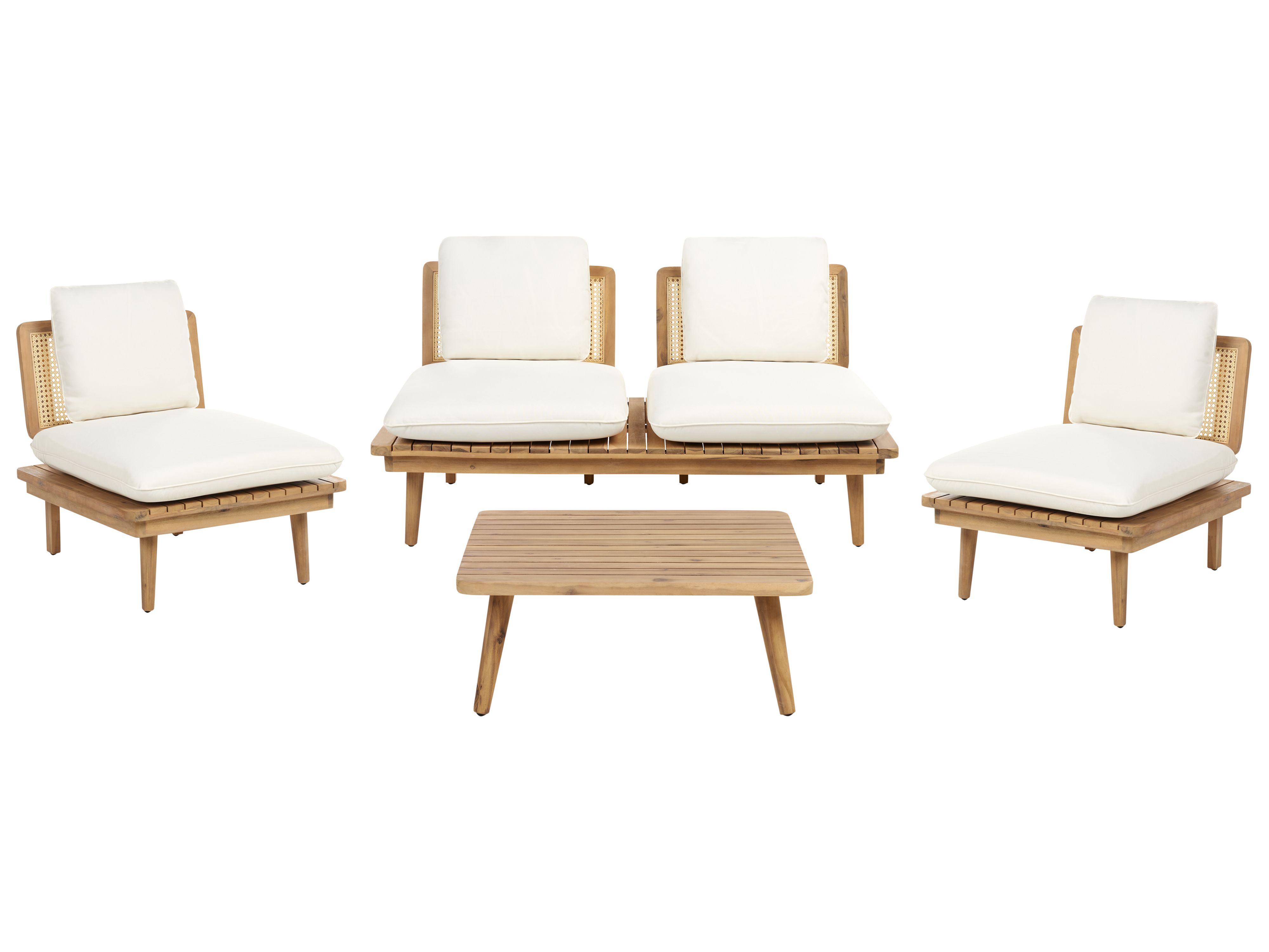 Garden Lounge Set with Table 4 Seater ACCADIA Certified Acacia Wood Light Beige