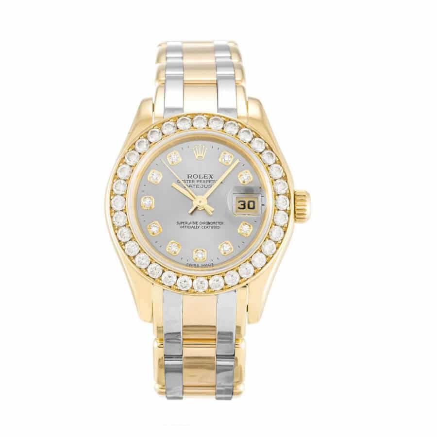 Rolex Tridor Pearlmaster Ladies Gold   Diamond 80298-0048 Replica - Elite Watch Atelier