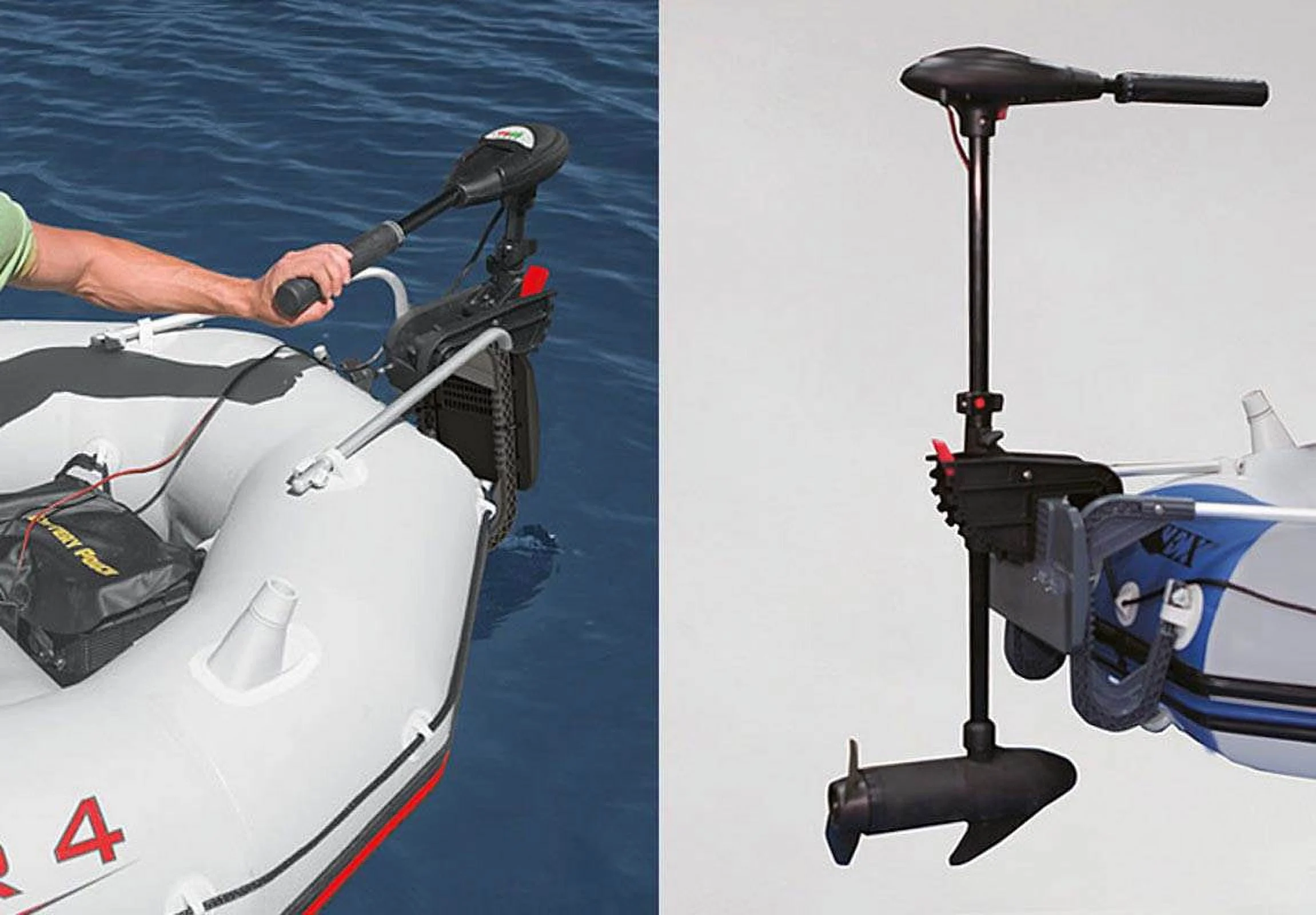 Intex Excursion 4 Inflatable Raft Set w/ 2 Transom Mount 8 Speed Trolling Motors - Image 11