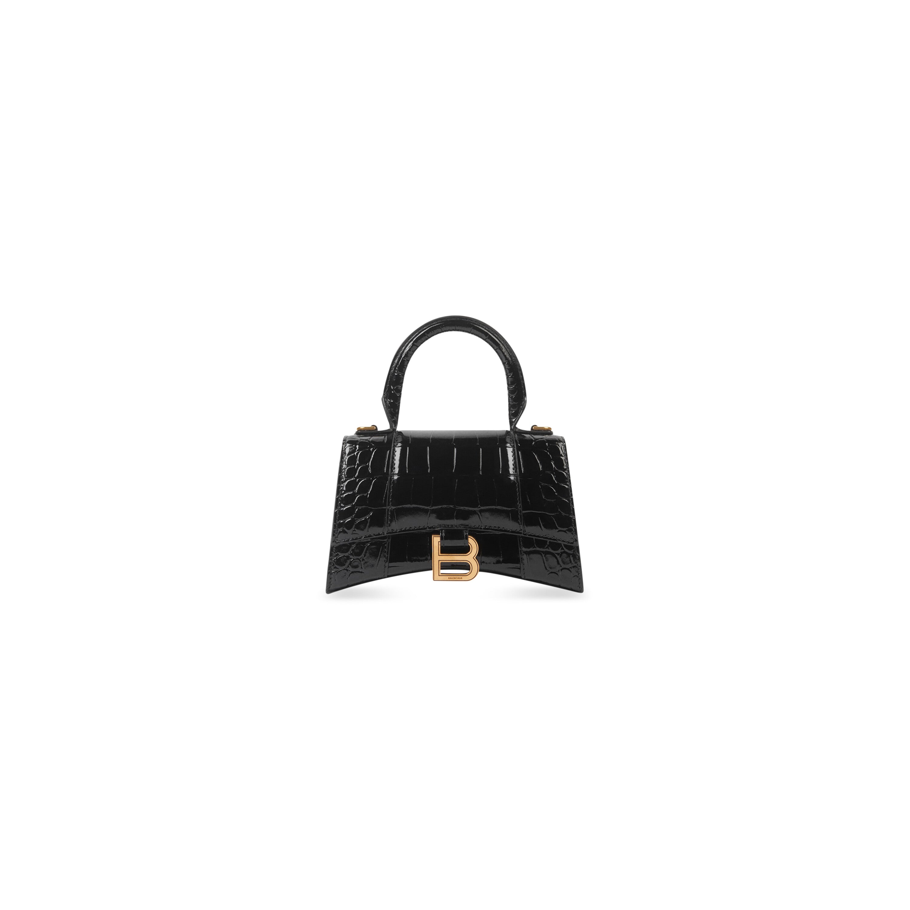 WOMEN'S HOURGLASS XS HANDBAG CROCODILE EMBOSSED IN BLACK - Replicaclubs