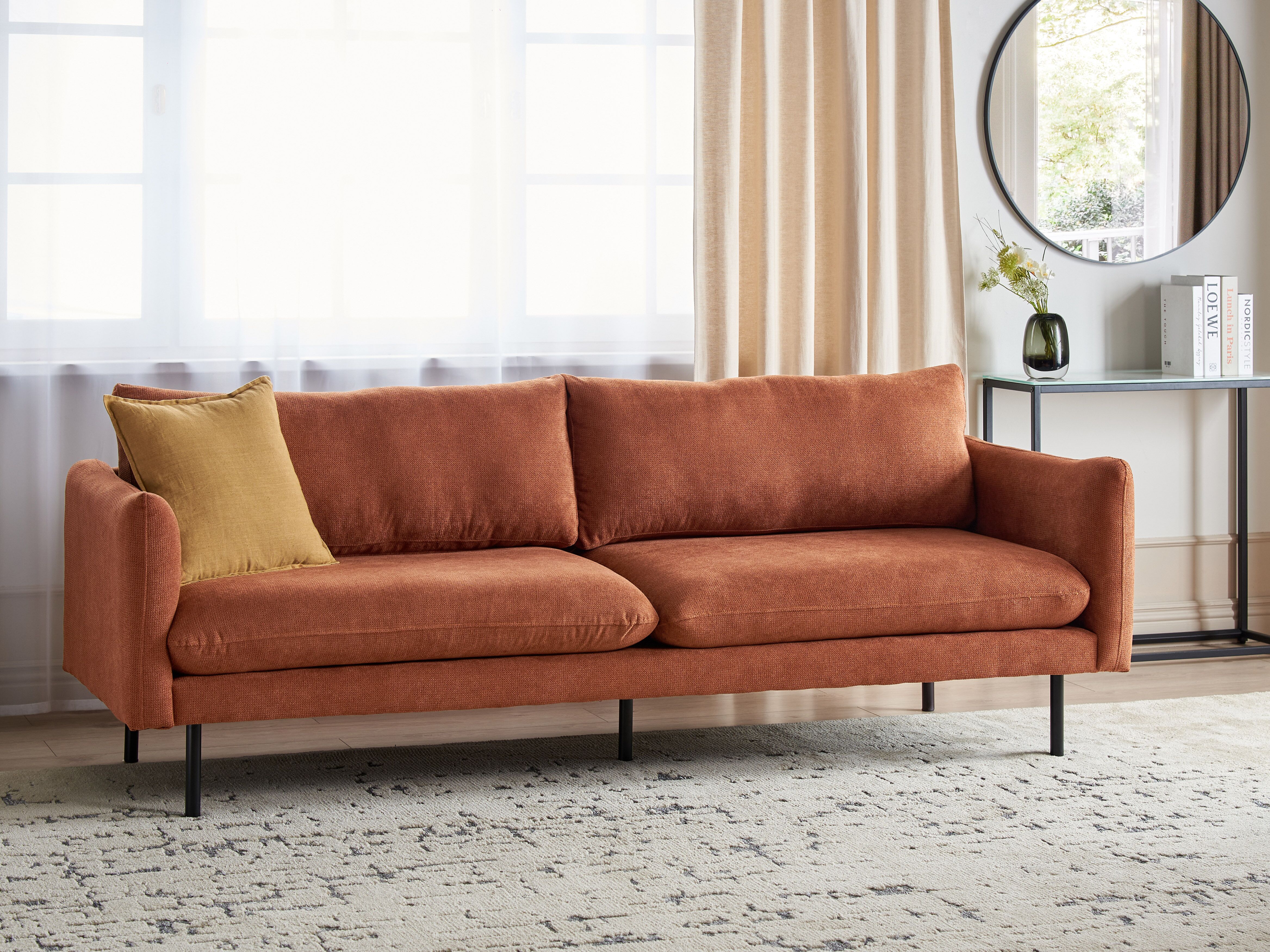 Sofa 3 Seater VINTERBRO Chenille Golden Brown