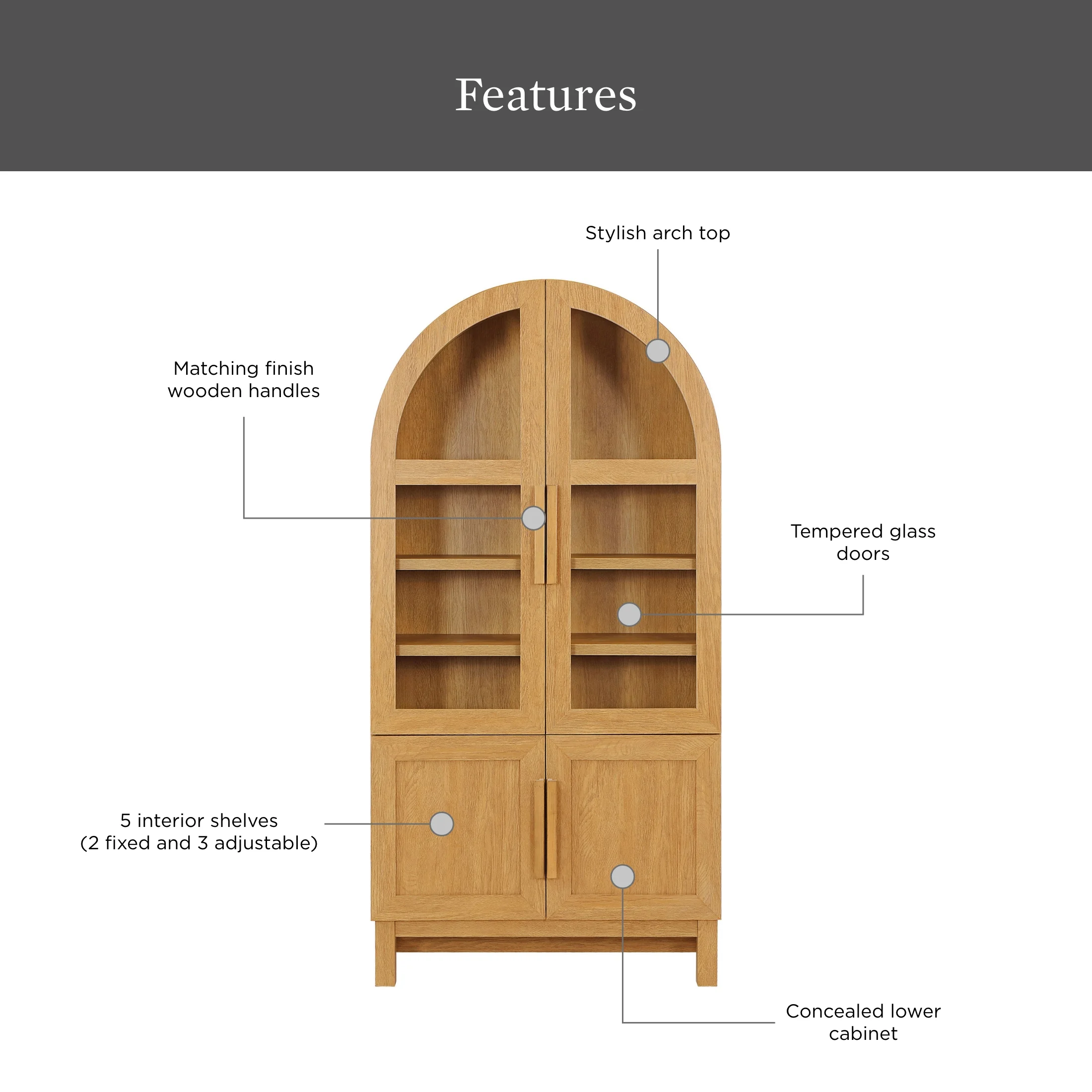 Better Homes & Gardens Juliet Kitchen Rounded Arch Cabinet, Rich Black - Image 27