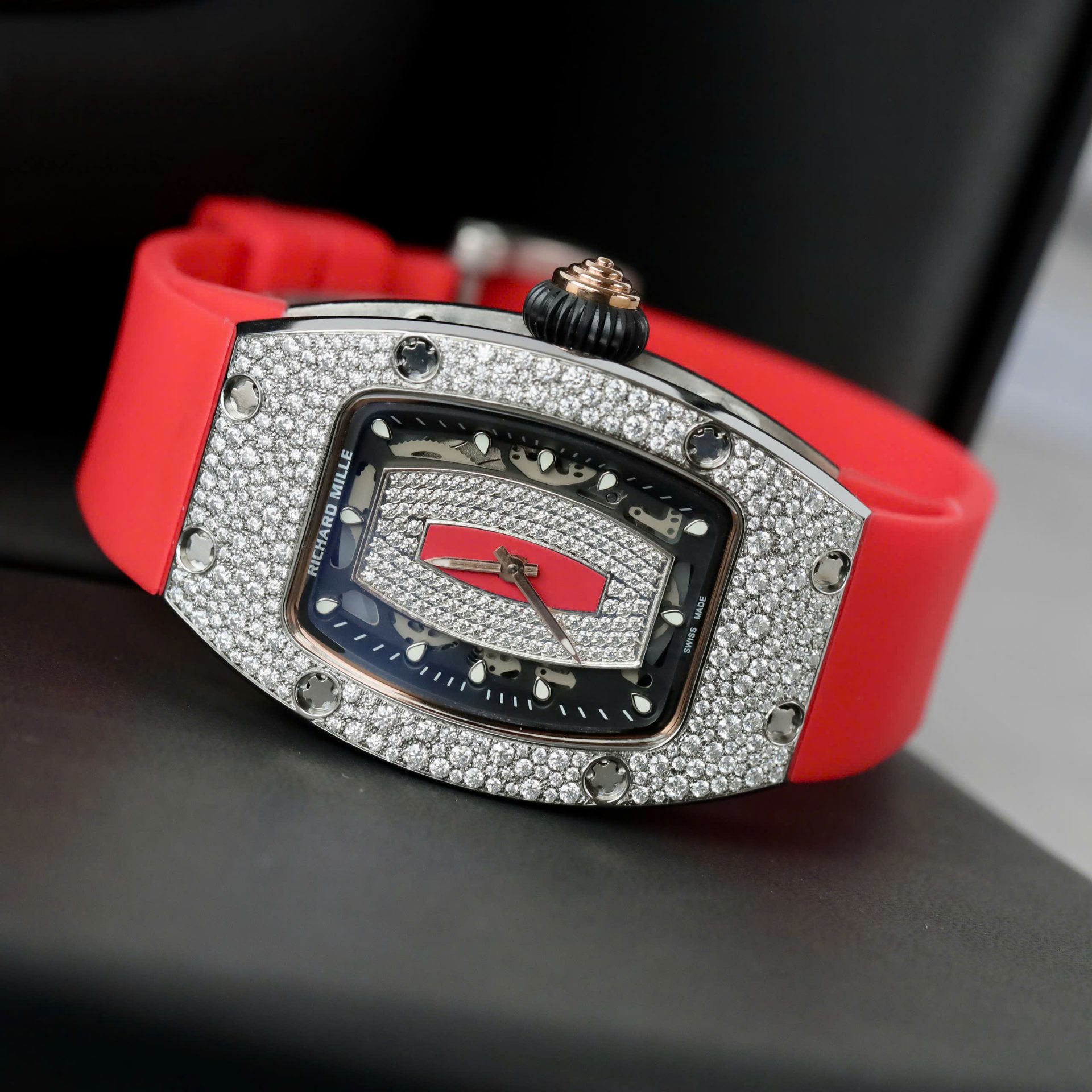 Richard Mille RM007 Red Replica Watch Diamond Moissanite Hong Kong Custom 36mm - Top club