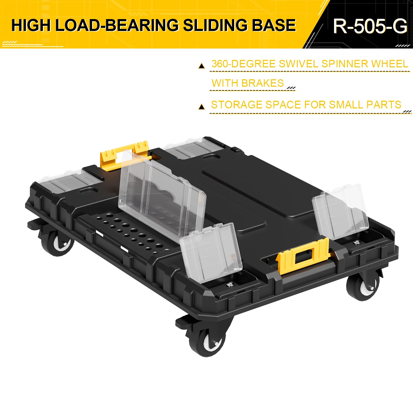 4 Tier Stackable Rolling Tool Box with Wheels, Modular Organizer Storage System with Drawers for Garage & Professional Work - Image 6