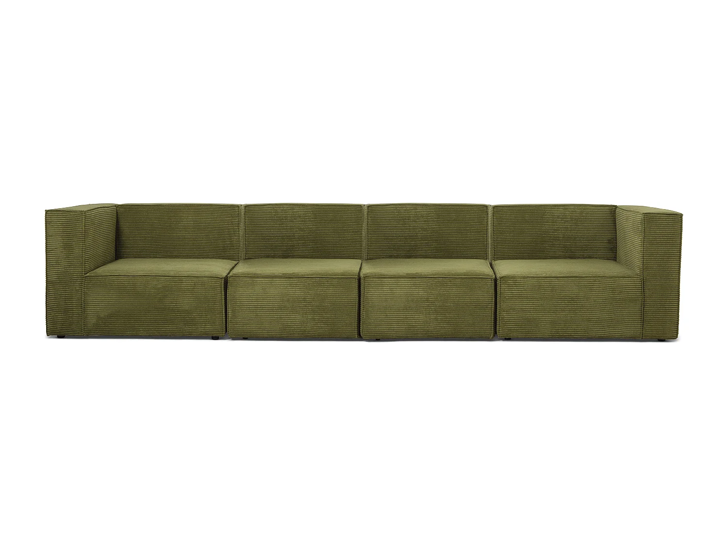 Canapé 4 places avec chaiselongue en velours côtelé vert
