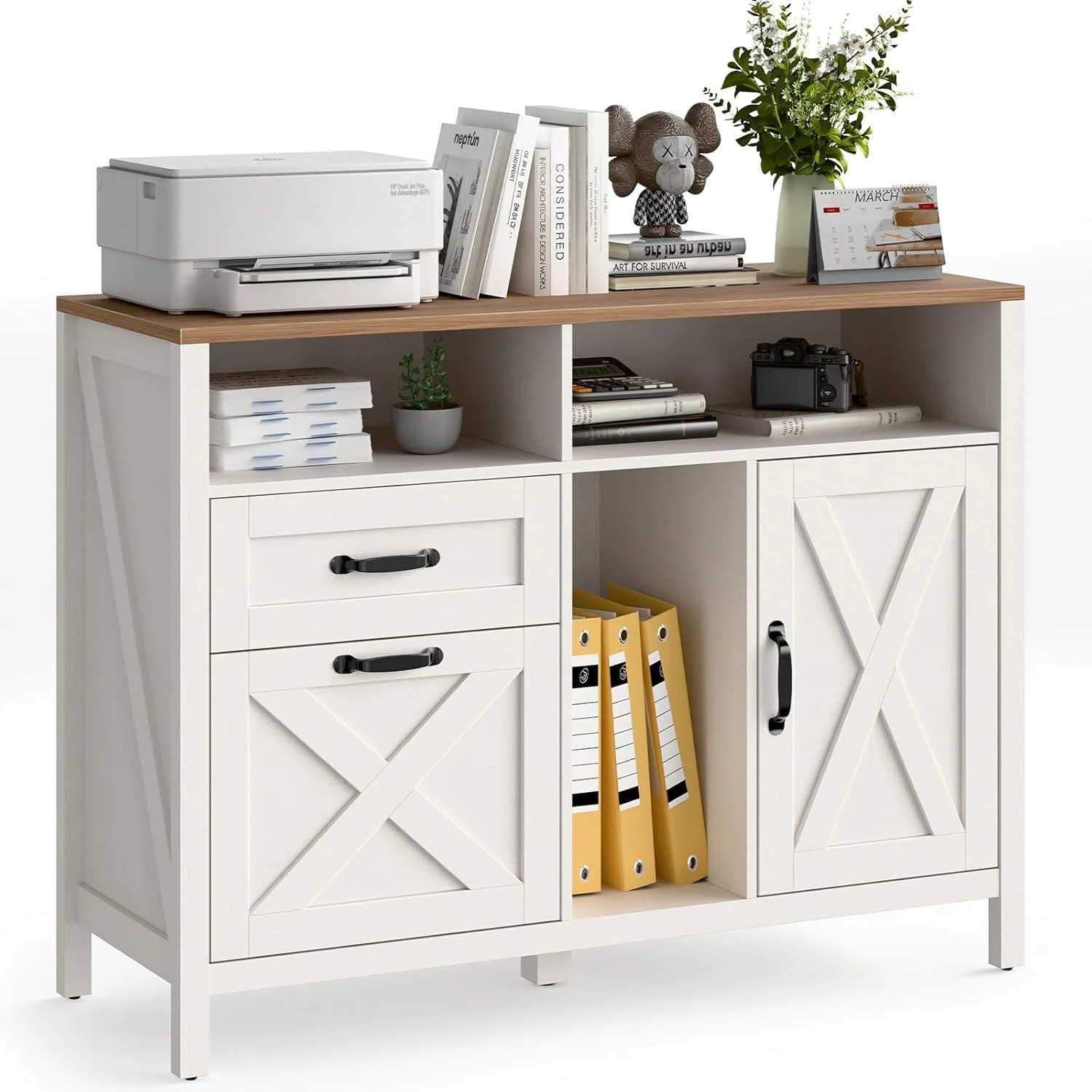 Vabches 2 Drawer Lateral File Cabinet,Mobile Wood office Cabinet for Home Office,Printer Stand with Open Storage Shelves. - Image 9