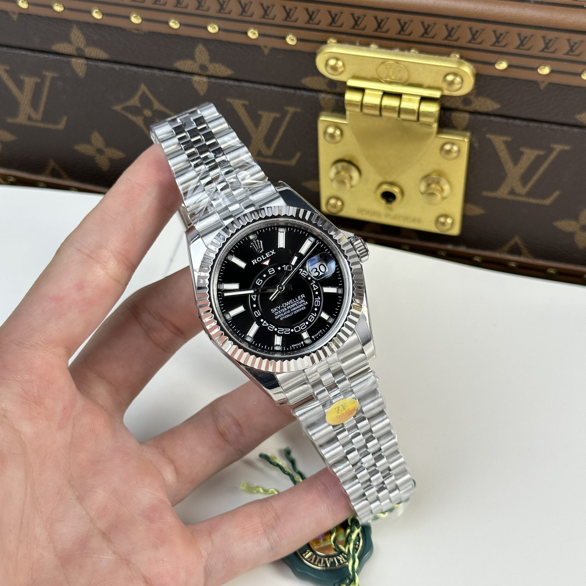 Rolex Clone Watch Sky Dweller 326934 Dial Black Strap Jubilee 42mm - Elite Watch Atelier