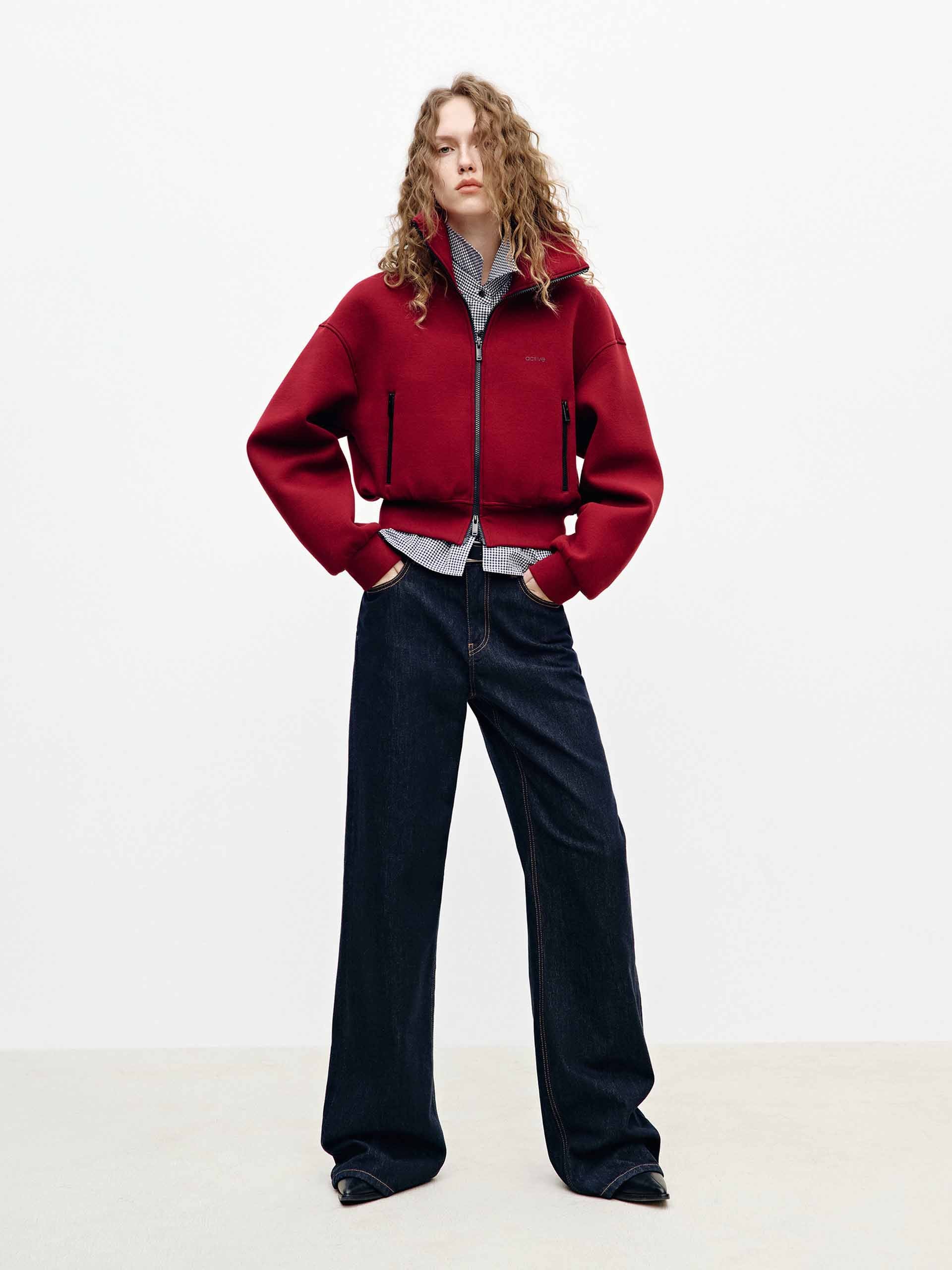 Athletic Cropped Zipper Jacket