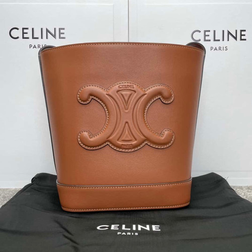 Celine CUIR TRIOMPHE small smooth cowhide bucket bag brown