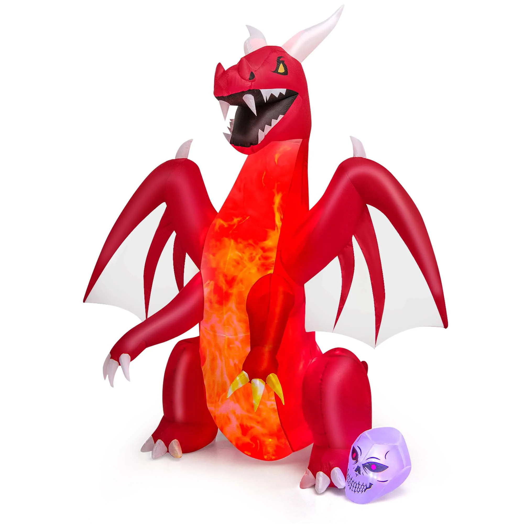 Costway 8 FT Halloween Inflatable Red Dragon with Wings & Skull Holiday Decoration Light - Image 10 Costway 8 FT Halloween Inflatable Red Dragon with Wings & Skull Holiday Decoration Light - Image 10