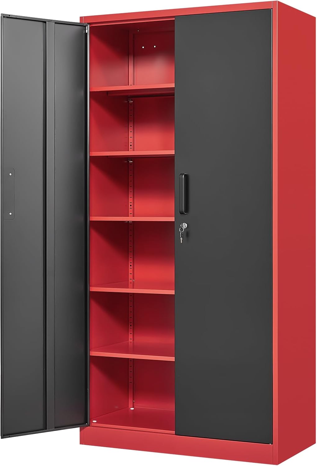 Yizosh Metal Storage Cabinet with Lock Doors and 5 Adjustable Shelves,- 72