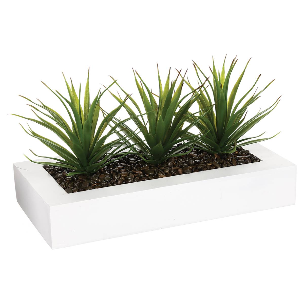 Centerpiece 3 artificial aloe vera White, H.17 cm
