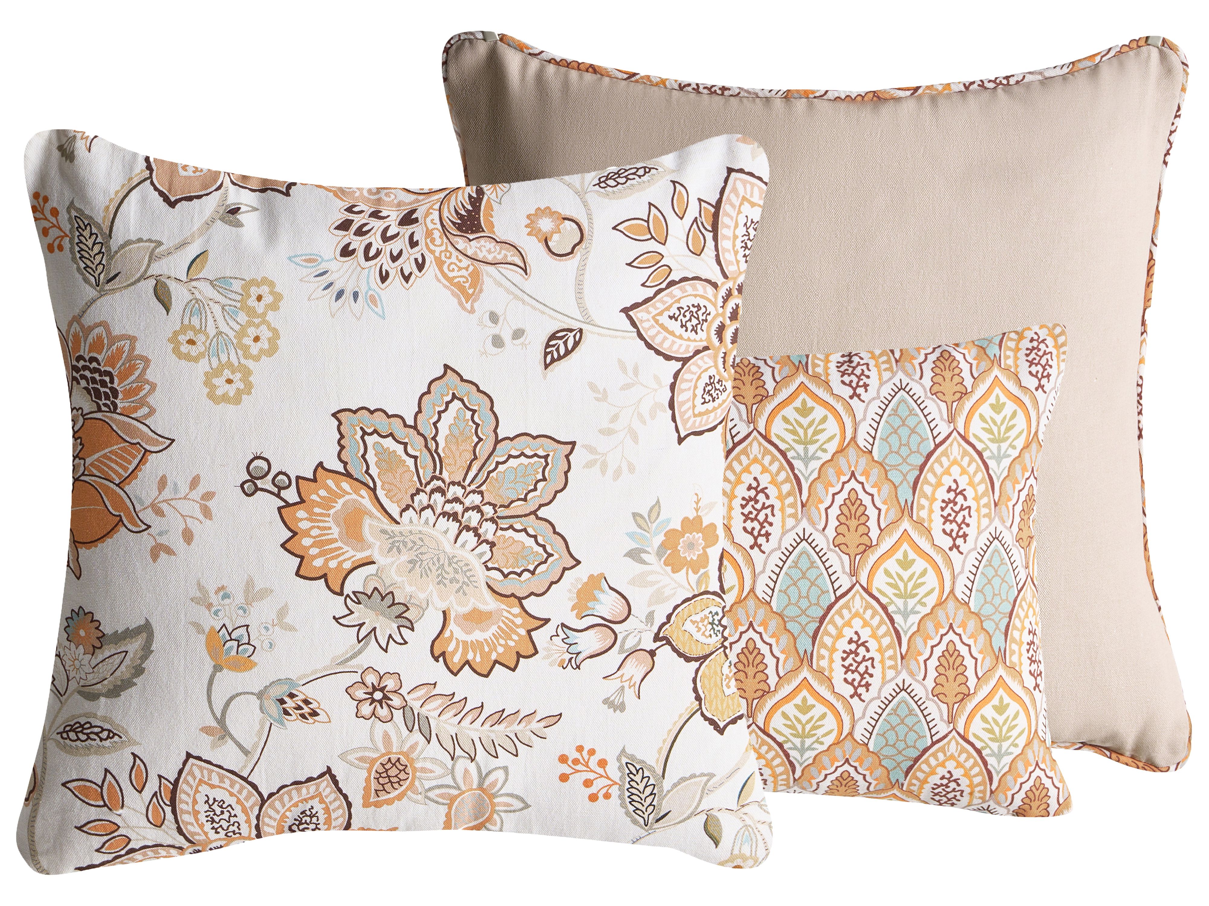 Set of 3 Decorative Cushions HOPEA Cotton 30 x 50 cm 45 x 45 cm Multicolour Floral Pattern