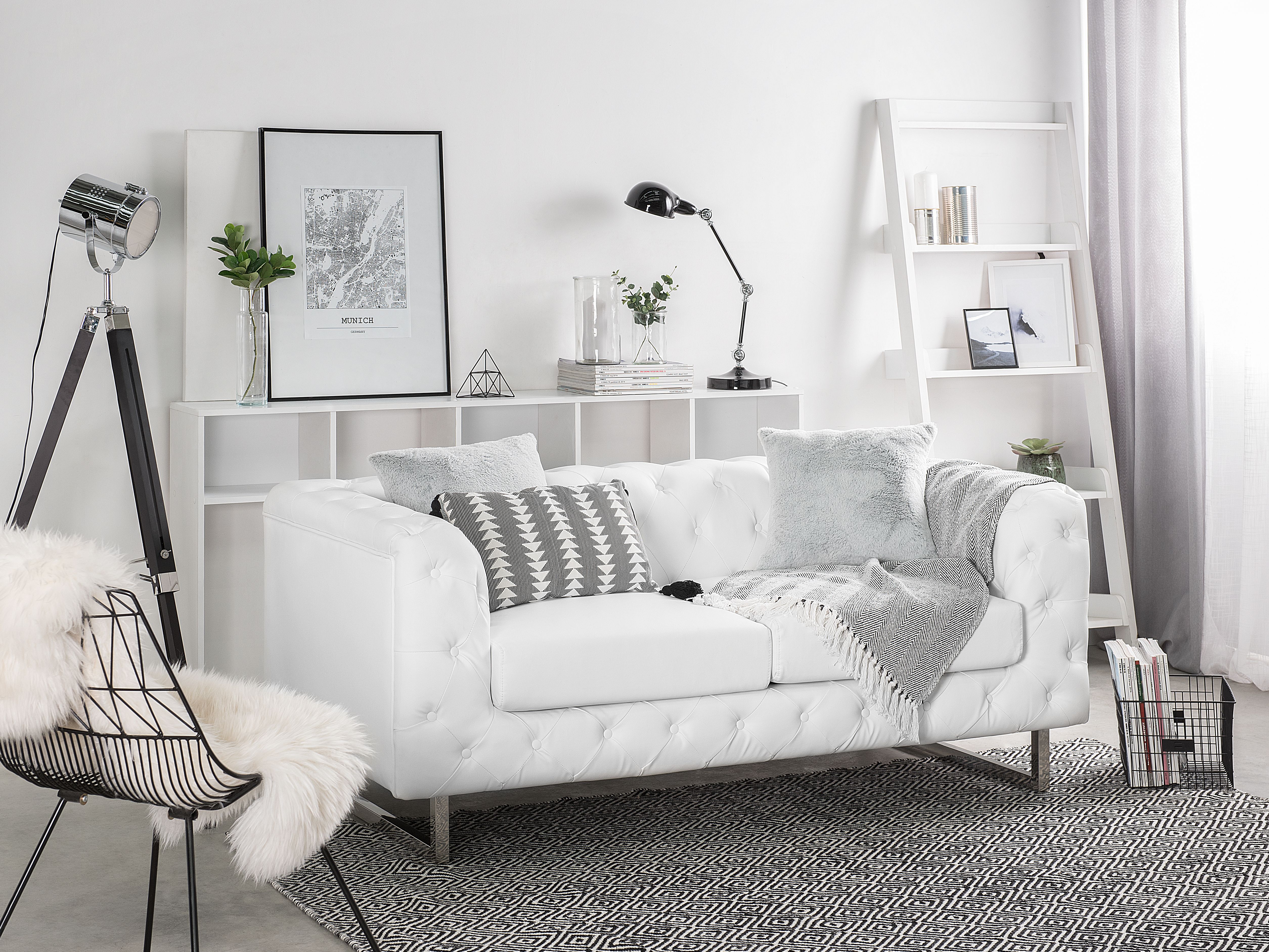 Sofa 2 Seater VISSLAND Faux Leather White