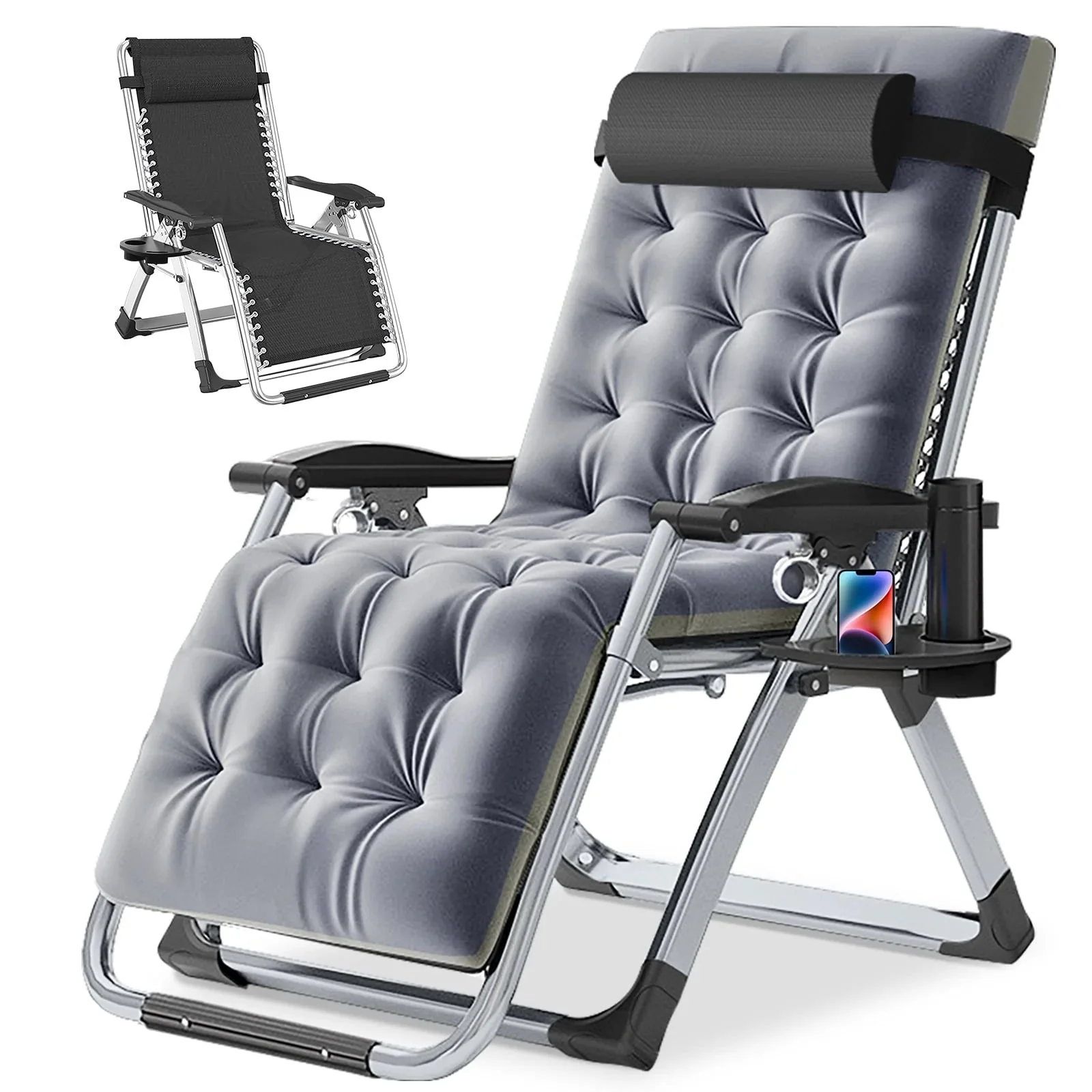 NAIZEA Zero Gravity Lawn Recliner Chairs, 2 Pack, Black - Image 60 NAIZEA Zero Gravity Lawn Recliner Chairs, 2 Pack, Black - Image 60
