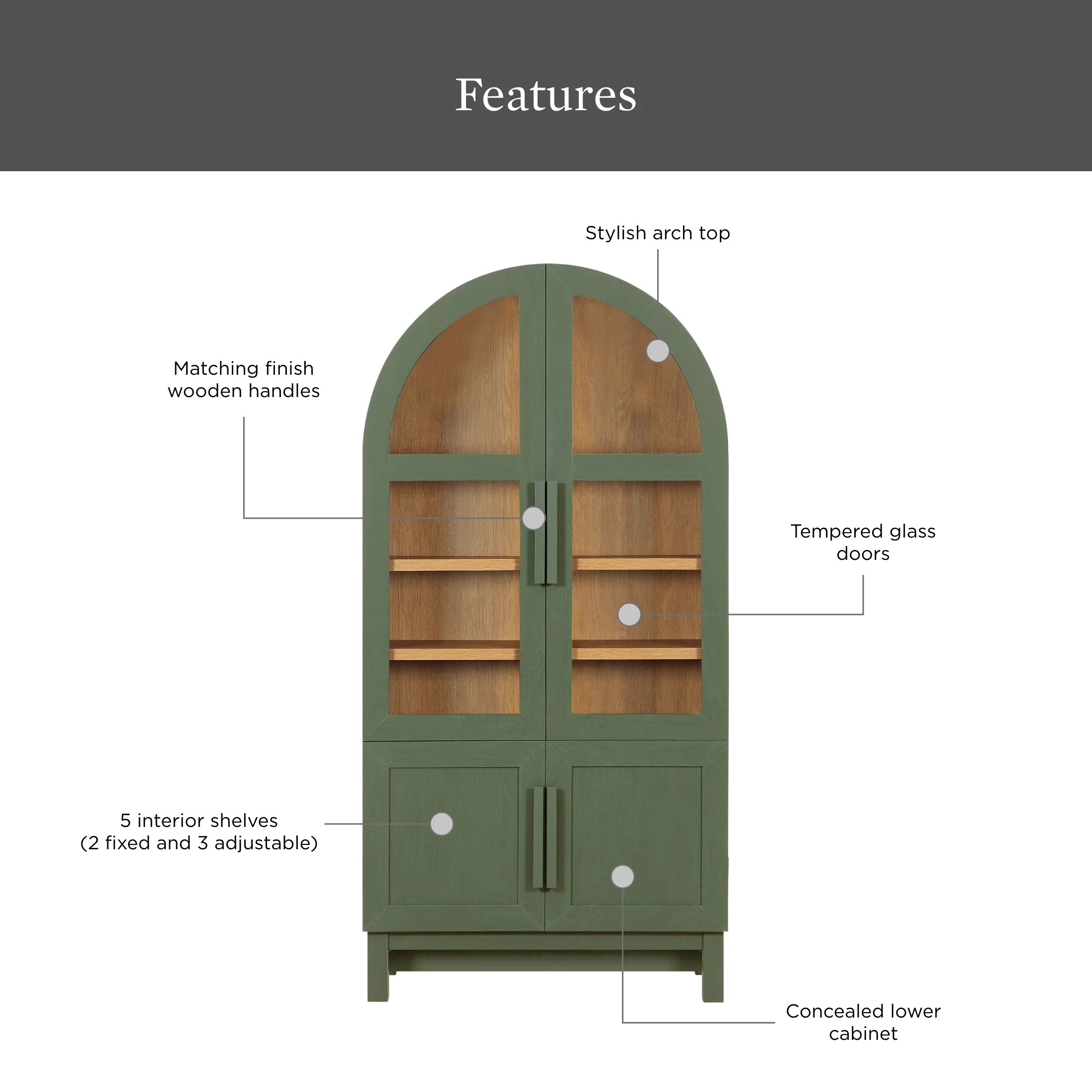 Better Homes & Gardens Juliet Kitchen Rounded Arch Cabinet, Rich Black - Image 32