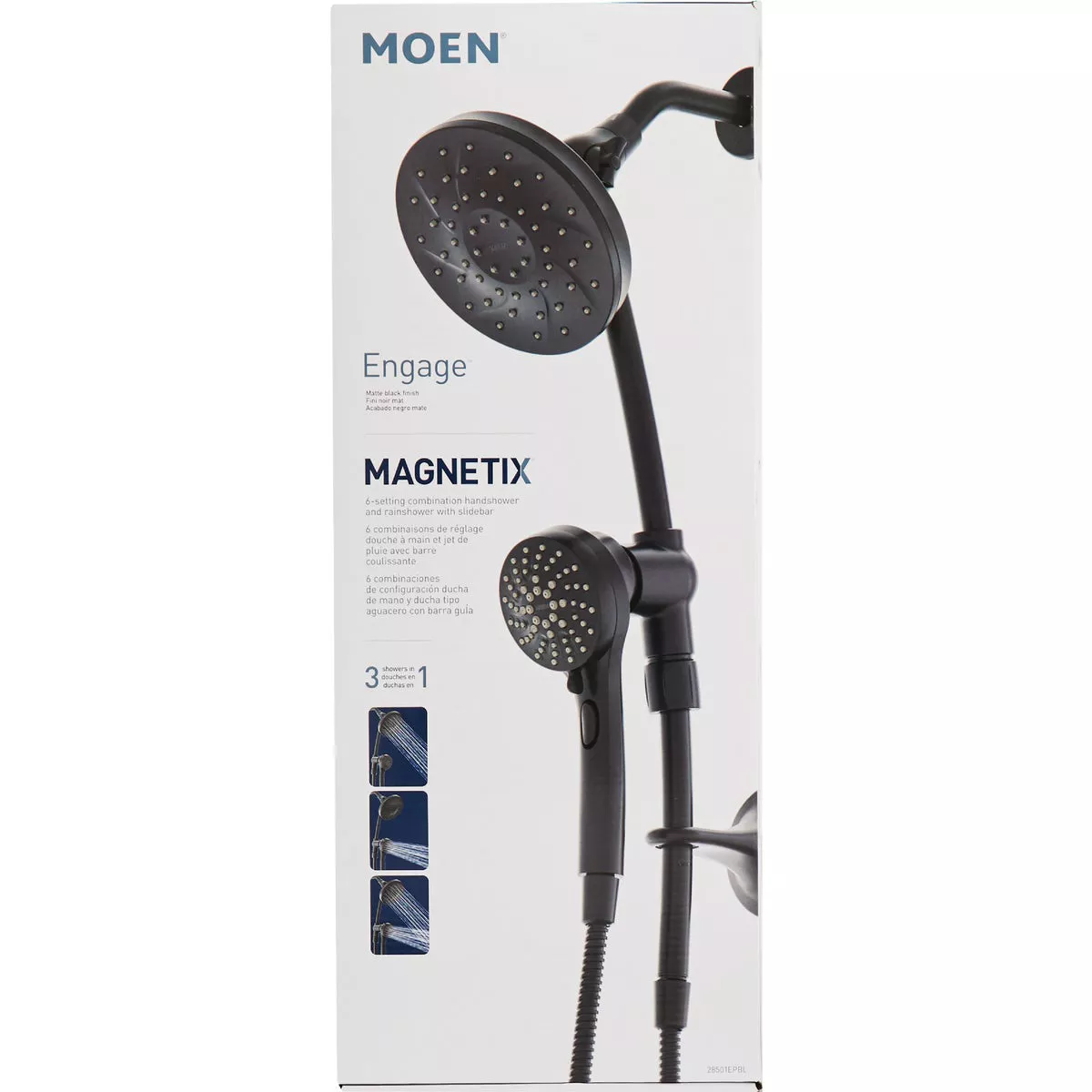 Moen 6-Function Matte Black 6-1/2 In. Dia. Spray Head Hand Shower