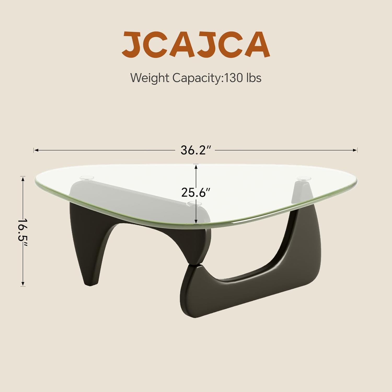 Coffee Table for Living Room Mid Century Modern Center Table with Glass Top and Wood, Transparent/Black