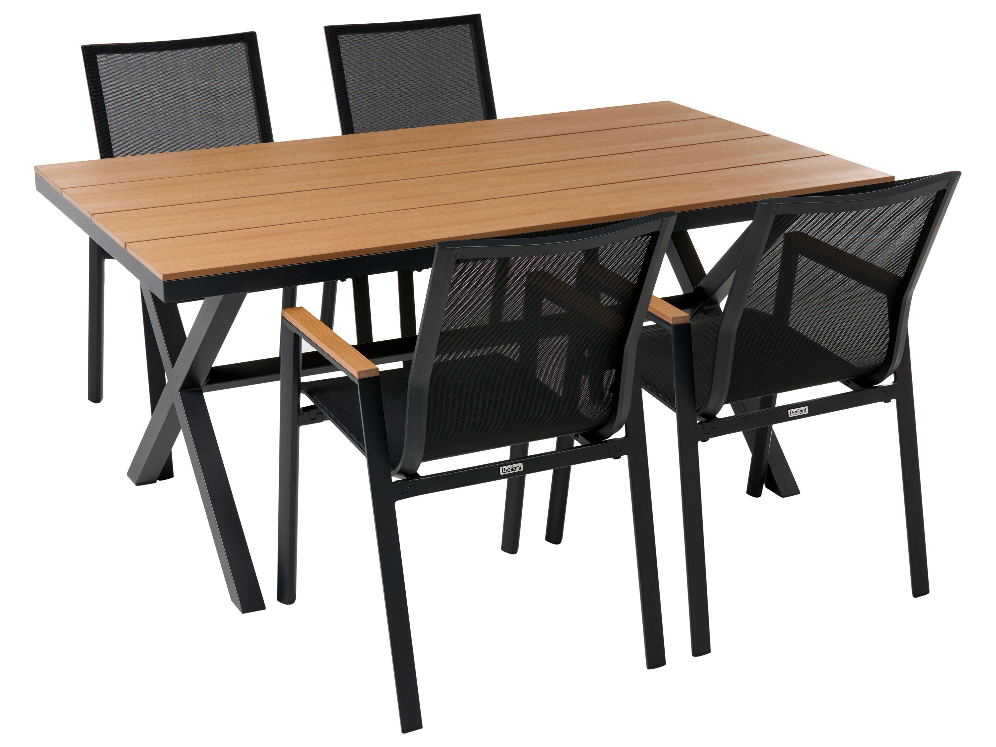 Garden Dining Set 4 Seater TIANO Metal Black