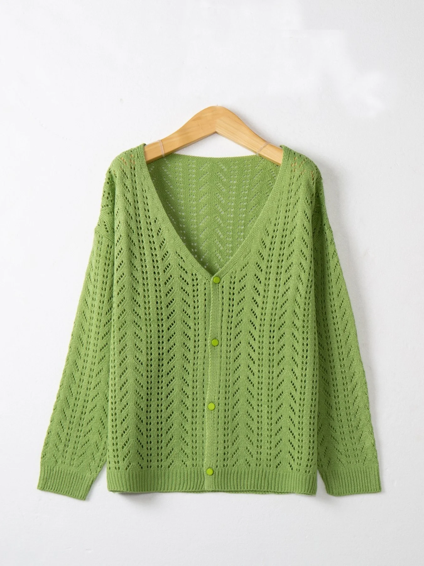 V-Neck Crochet Openwork Cardigan - ZKZOOK