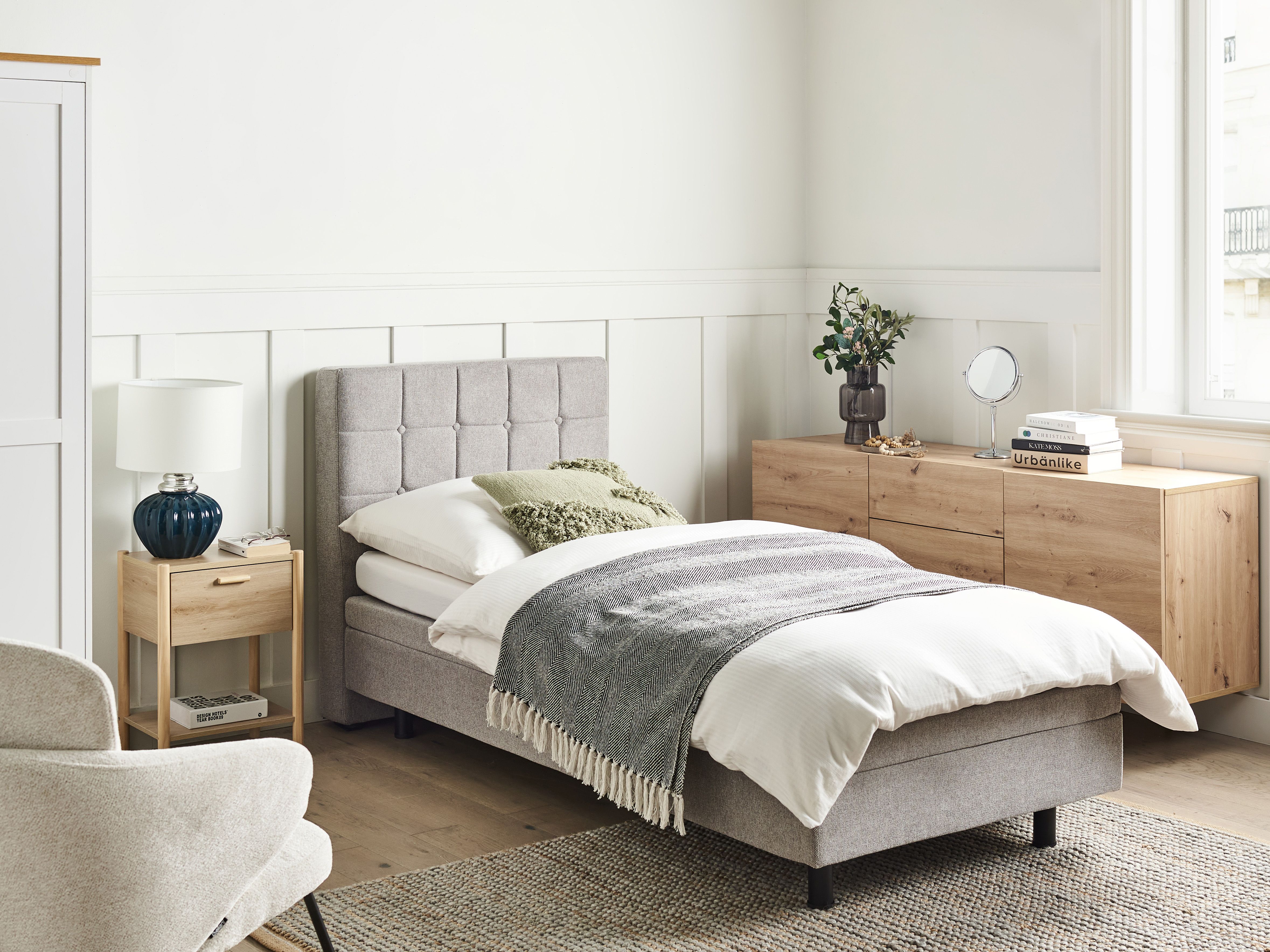 Adjustable Bed Fabric DUKE 90 x 200 cm (EU Single) Light Grey