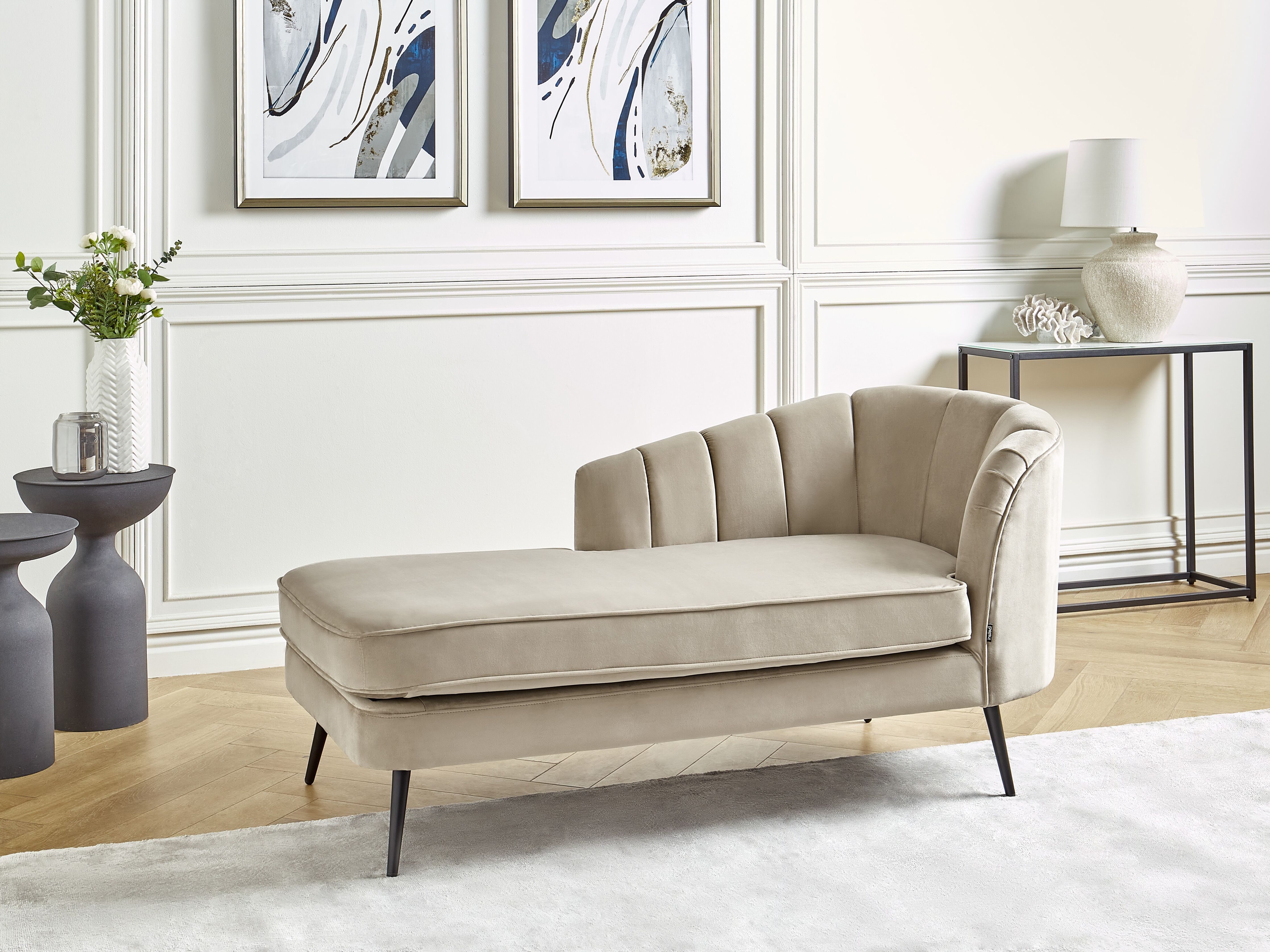 Right-Hand Chaise Lounge ALLIER Velvet Beige