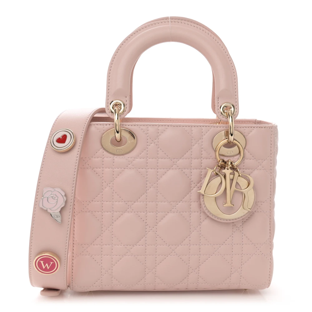 Dior Light Pink Cannage Lambskin Leather Small My ABCDior Lady Dior Gold Hardware Reps