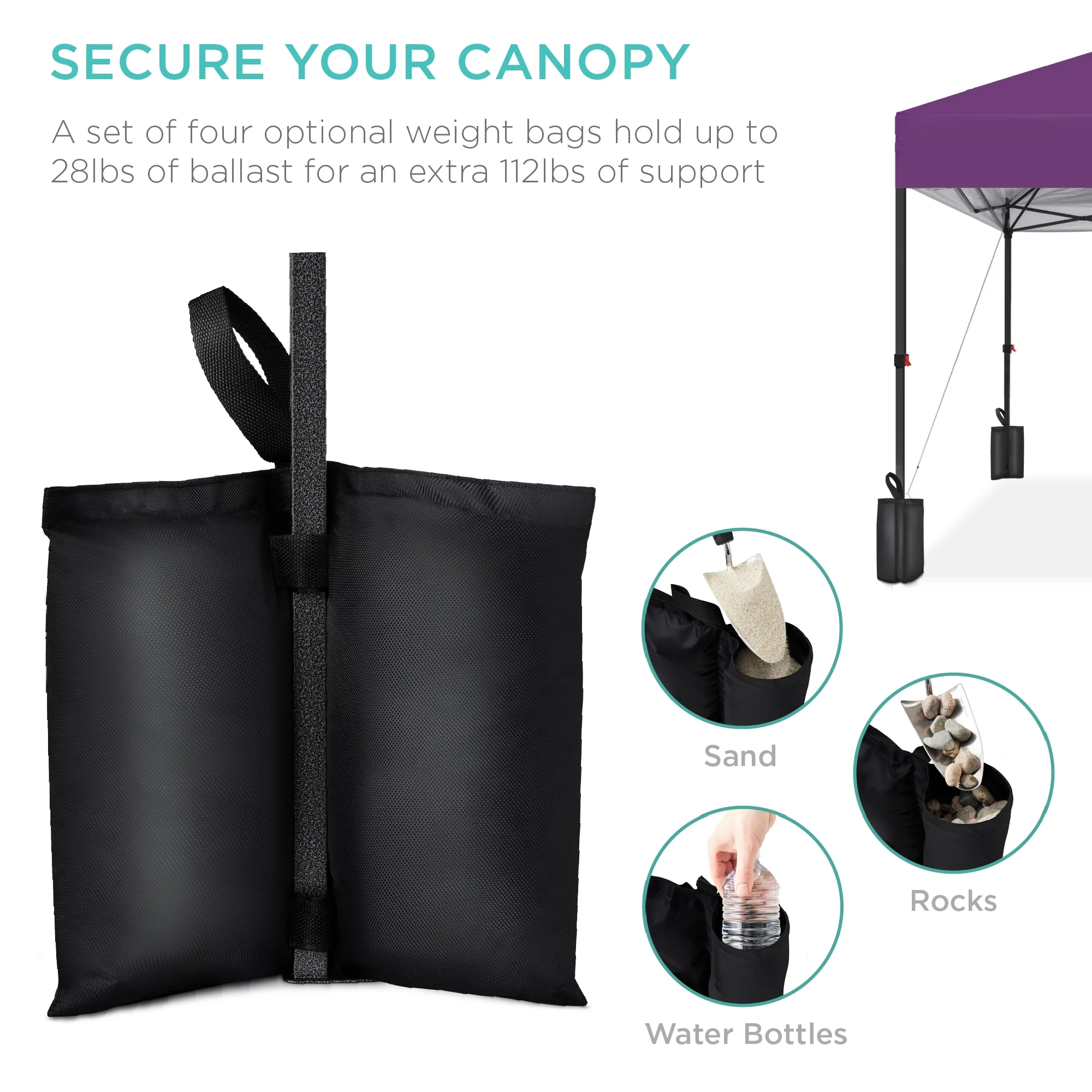 Best Choice Products 10x10ft Easy Setup Pop Up Canopy w/ 1-Button Setup, Wheeled Case, 4 Weight Bags - White - Image 187