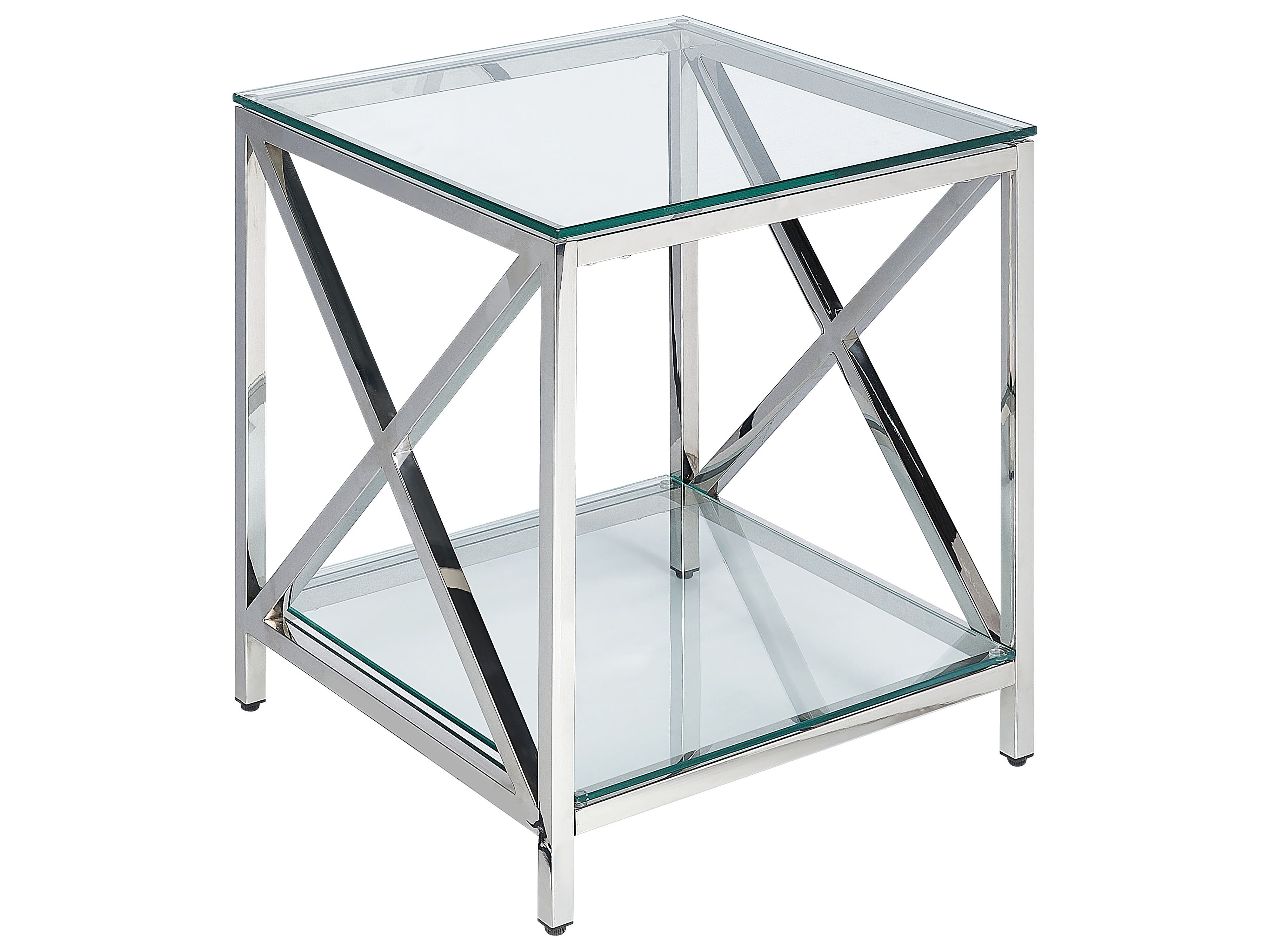 Side Table AUDET Tempered Glass Silver