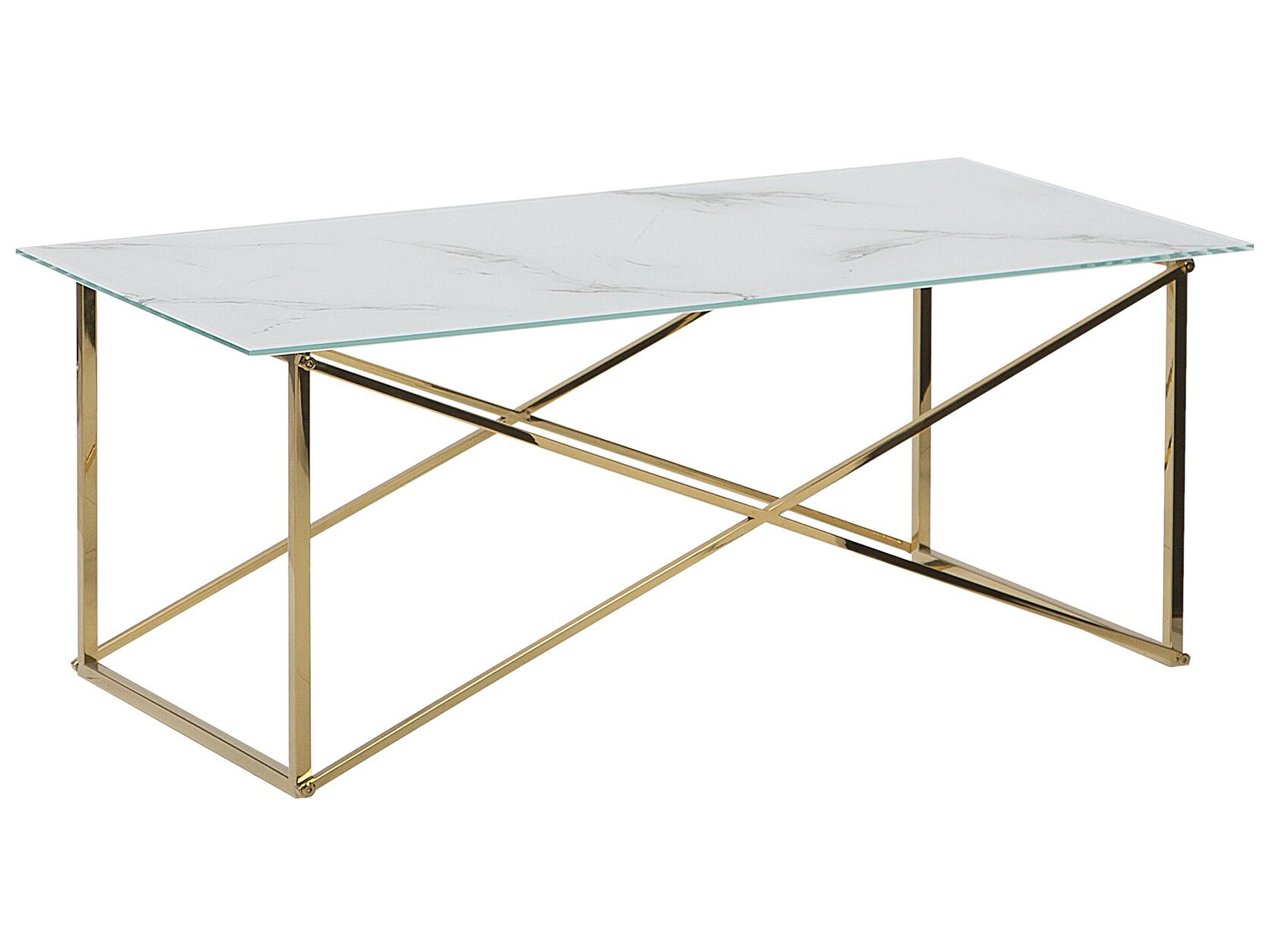 Coffee Table EMPORIA Tempered Glass Marble/ Gold