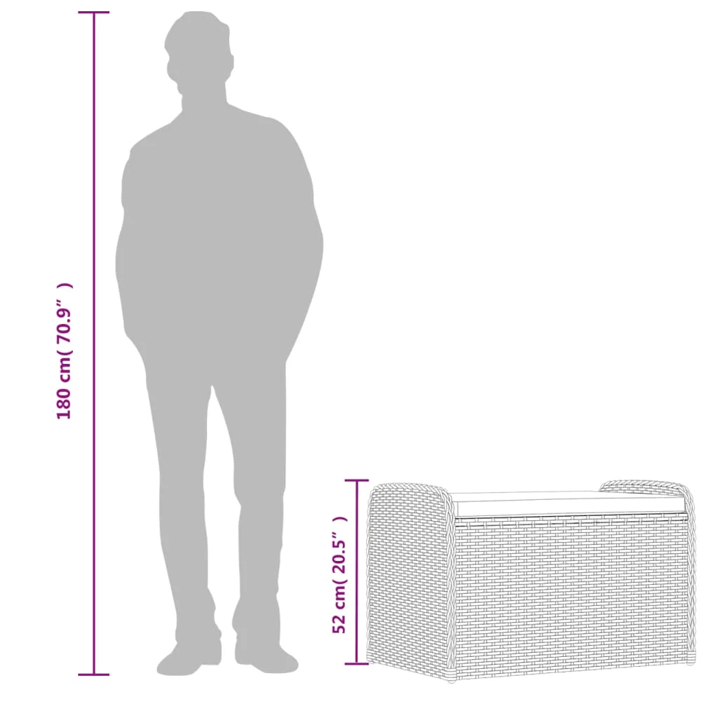 vidaXL Storage Bench with Cushion Outdoor Garden Seat Furniture Poly Rattan - Image 18
