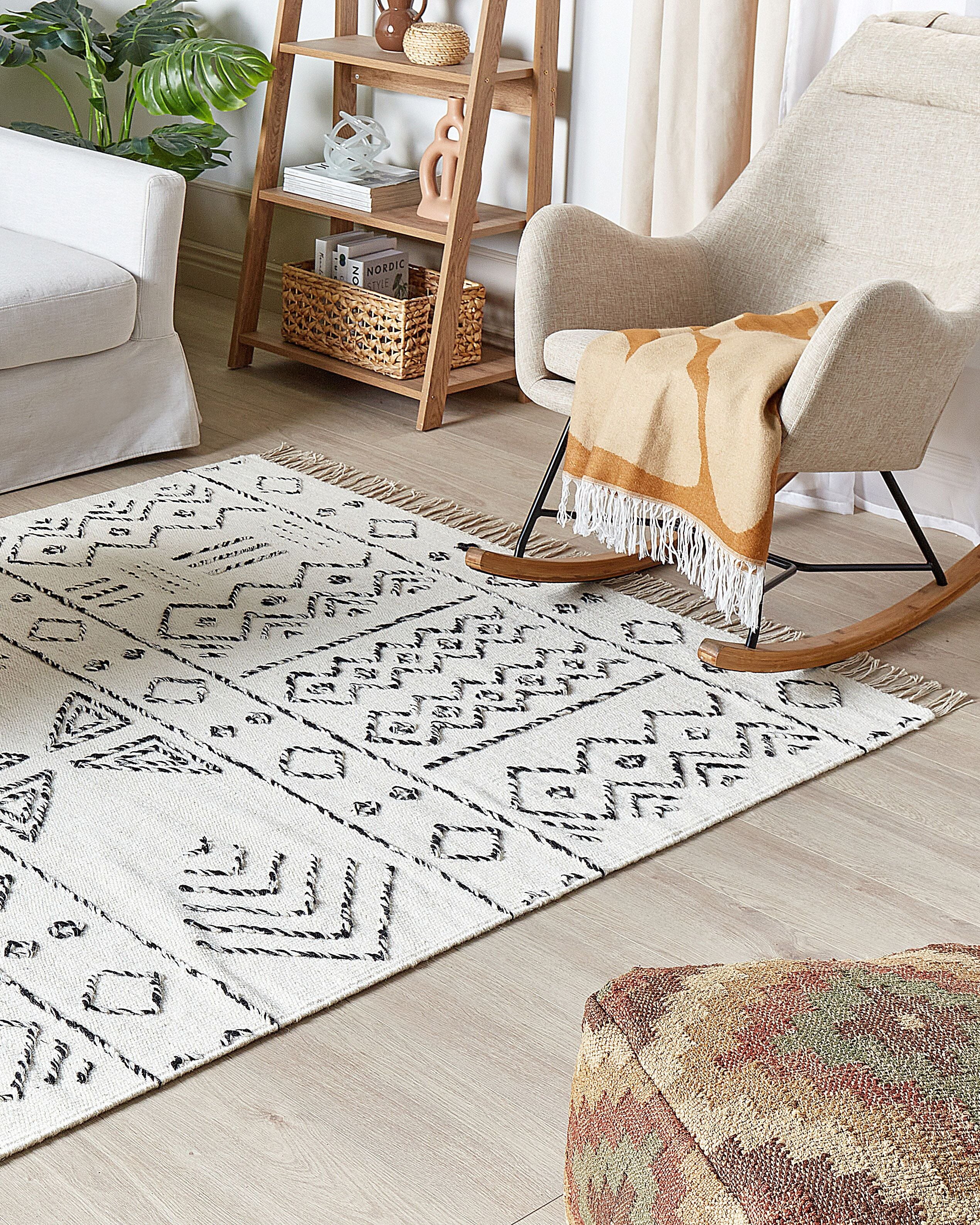 Rug ALKENT White 160 x 230 cm Wool