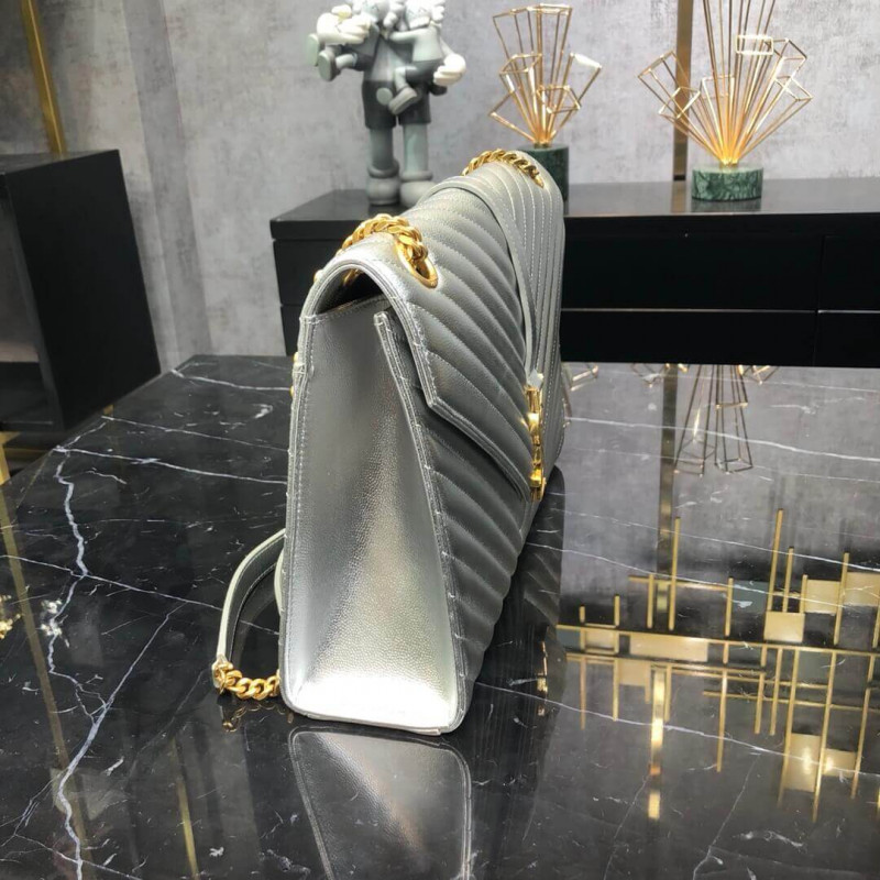 Replica Saint Laurent Metallic Silver Large Envelope Chain Bag 3969101:1High-quality replica