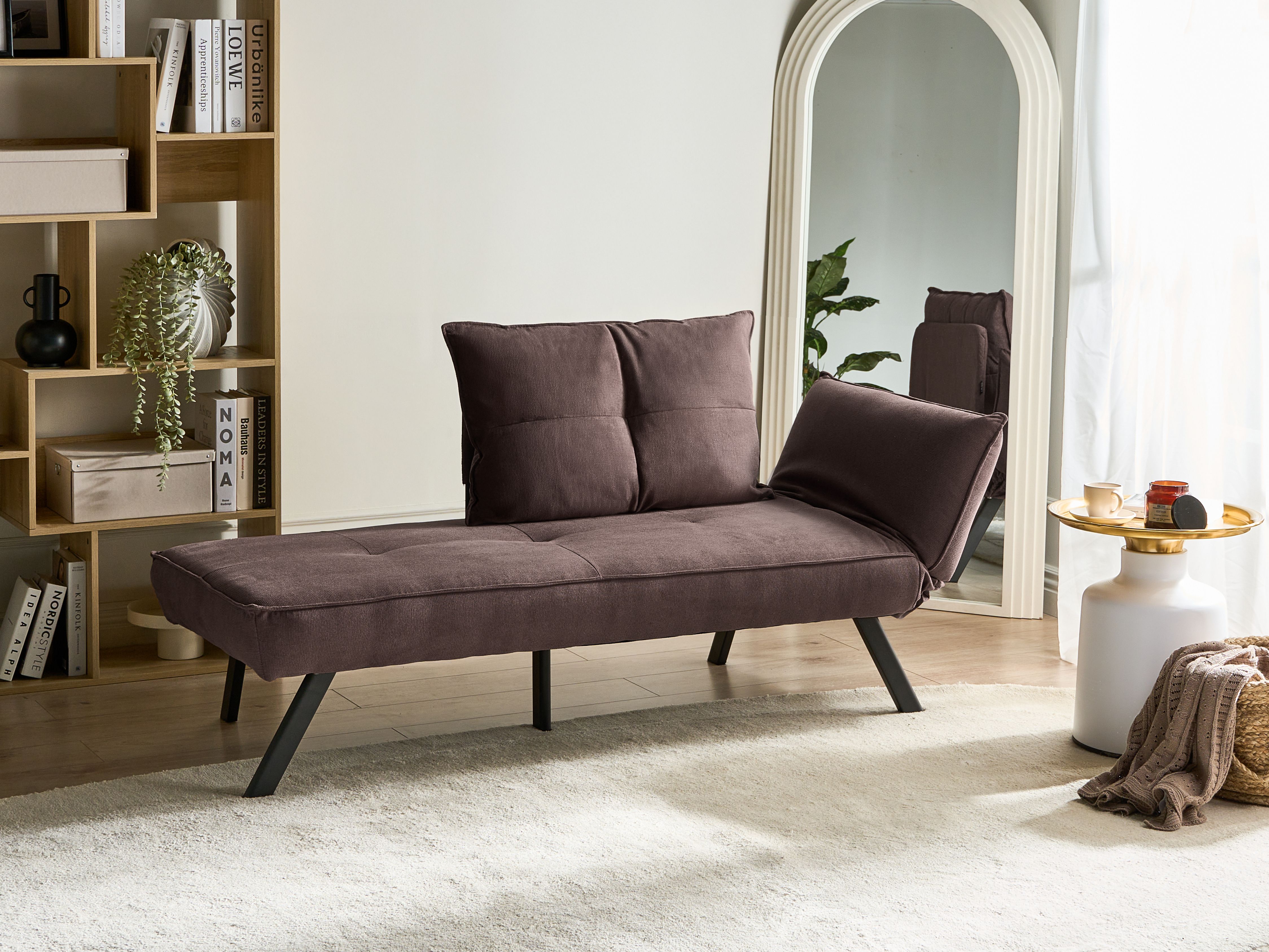 Right-Hand Chaise Lounge ROCAMADOUR Fabric Brown