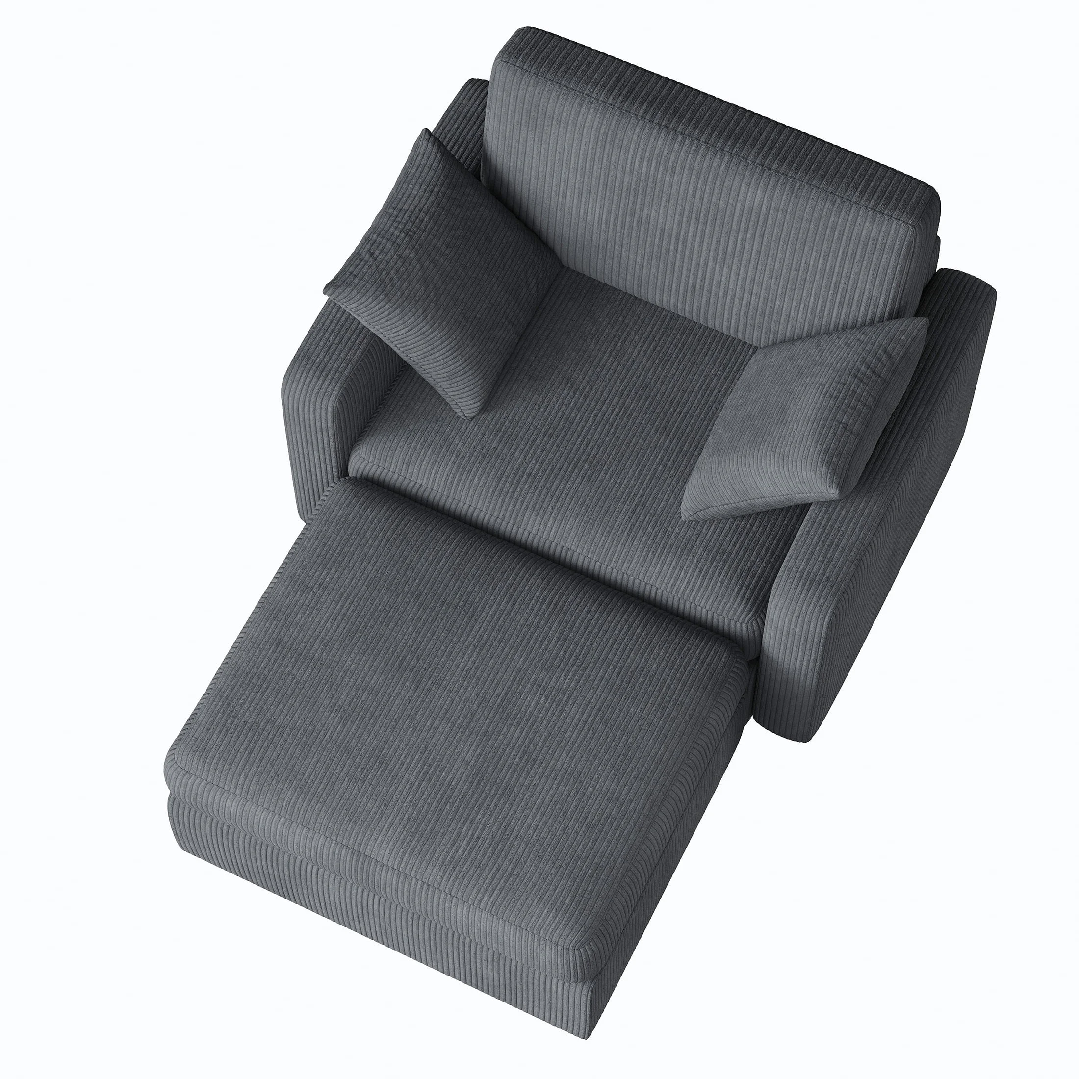 LUMIHO Chaise Lounge Chair Indoor, 42" Sleeper Chair with Two Throw Pillows and Armrests, Corduroy Chaise Couch Chair with Ottoman for Living Room, Bedroom, Apartment, Green - Image 34