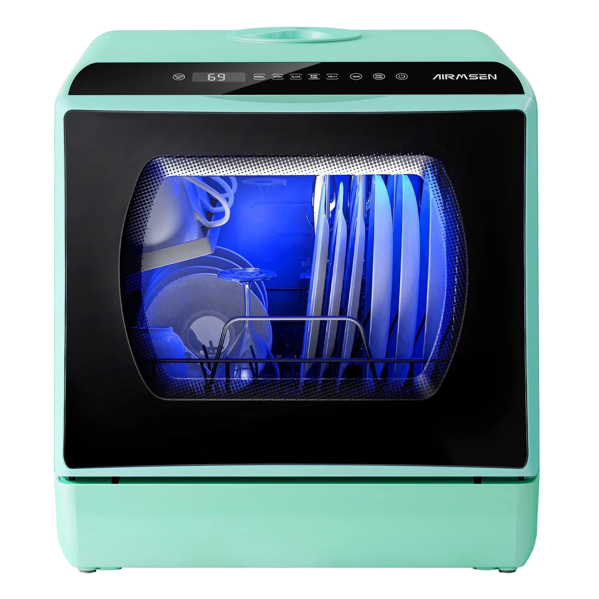 AIRMSEN Portable Countertop Dishwasher With 5L Built-In Water Tank And 5 Washing Programs - AE-TDQR03