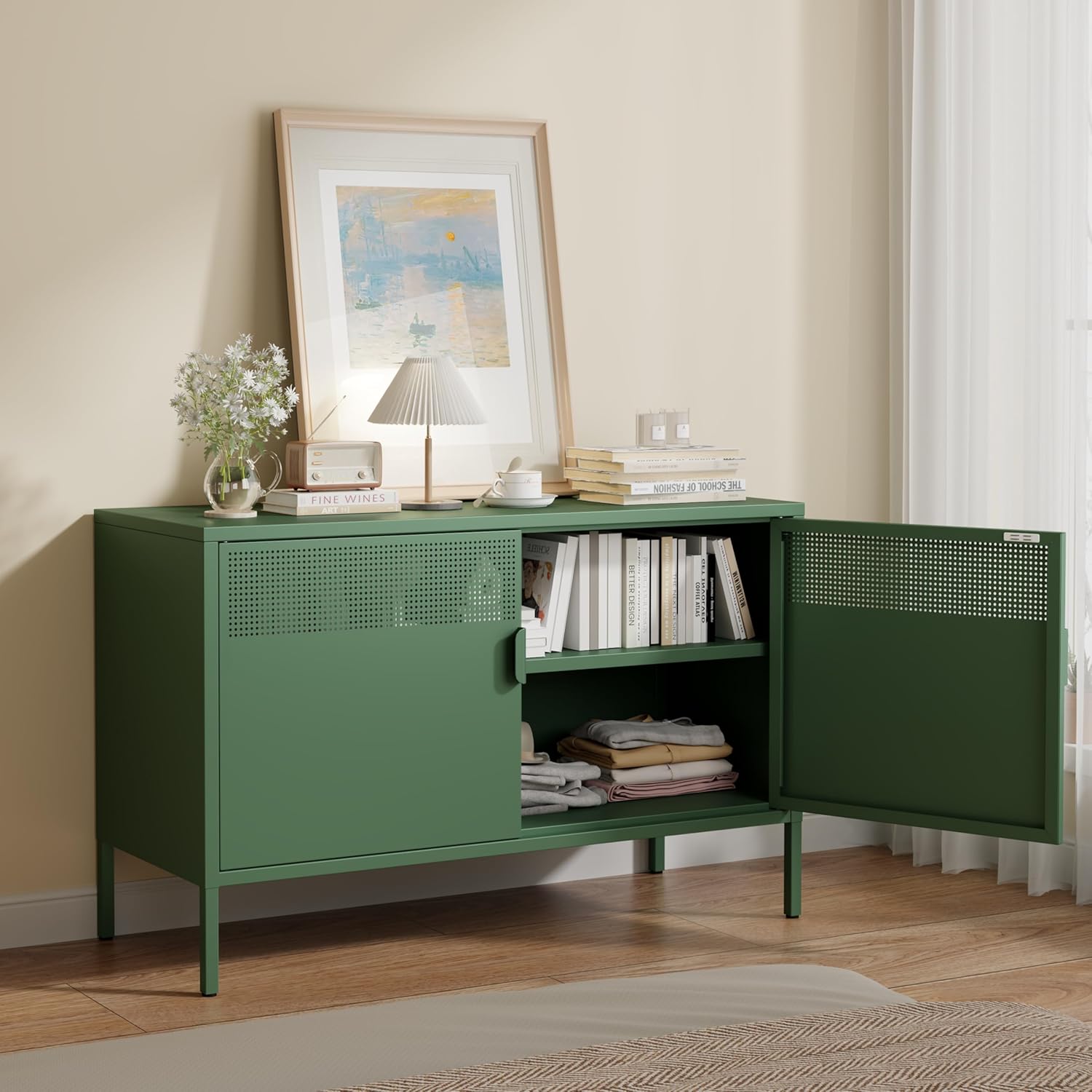 Metal Storage Cabinet with 2 Doors & Adjustable Shelves, 25