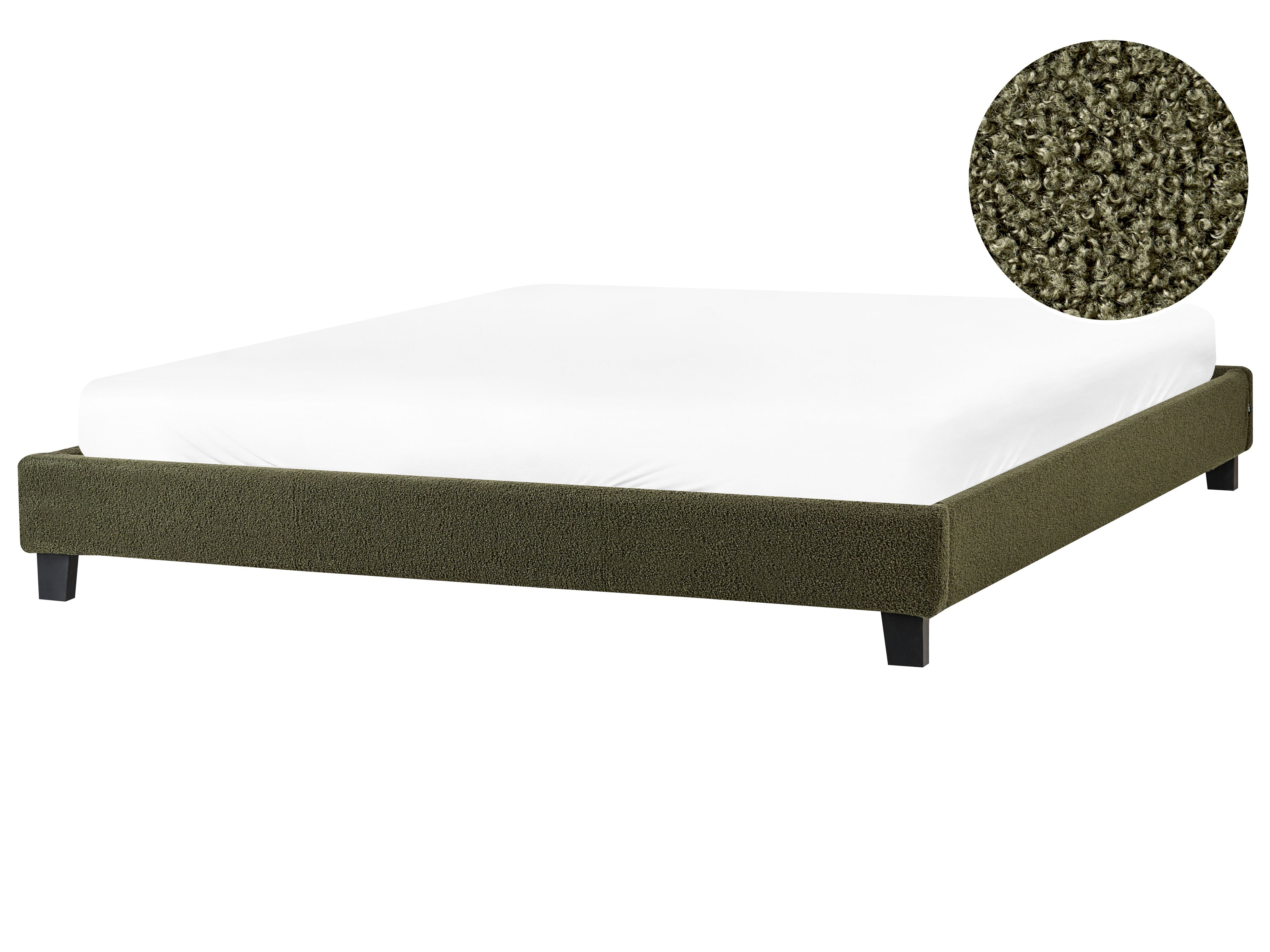 Bed without Headboard Boucle ROANNE 180 x 200 cm (EU Super King) Dark Green