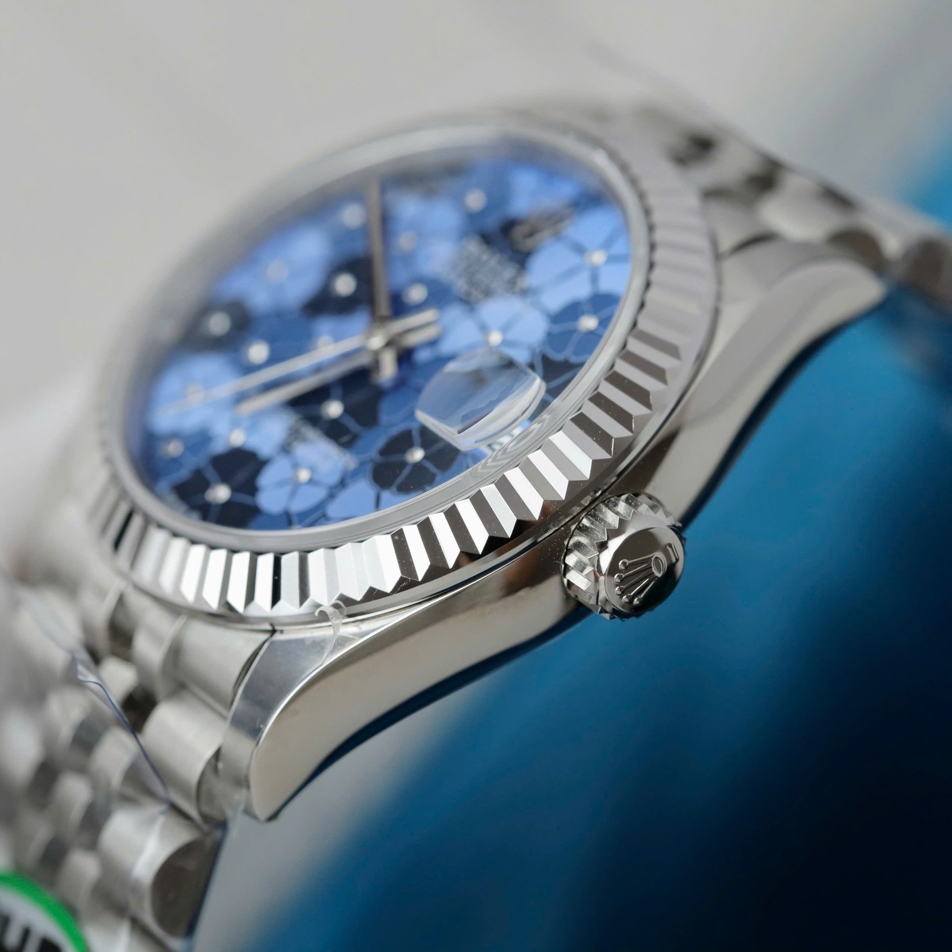 Rolex DateJust Replica Watch Women Blue Flower Dial THB Factory 31mm - Elite Watch Atelier