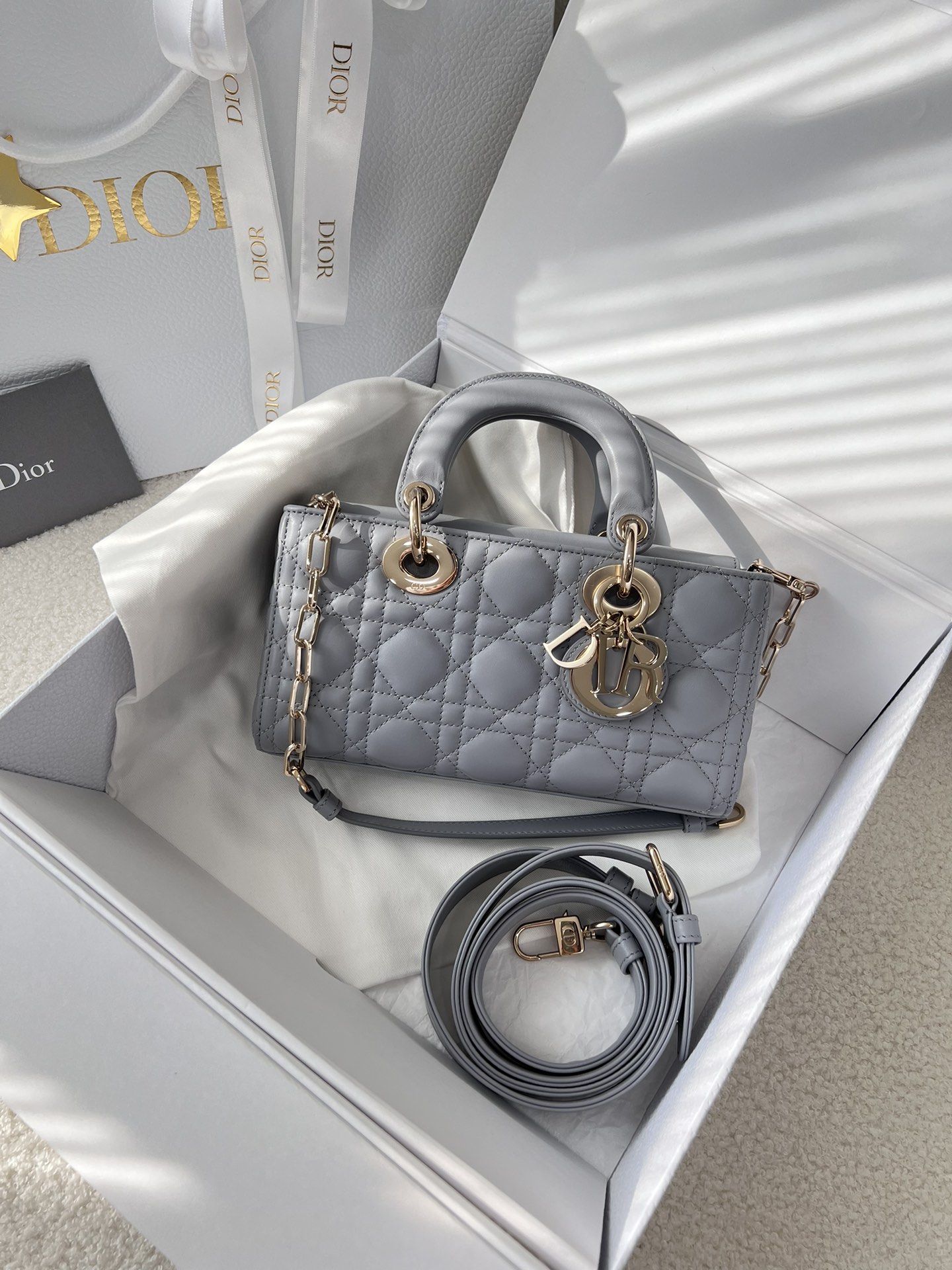 Dior Medium Lady D-Joy Bag Grey For Women 8,7in/22cm1:1High-quality replica