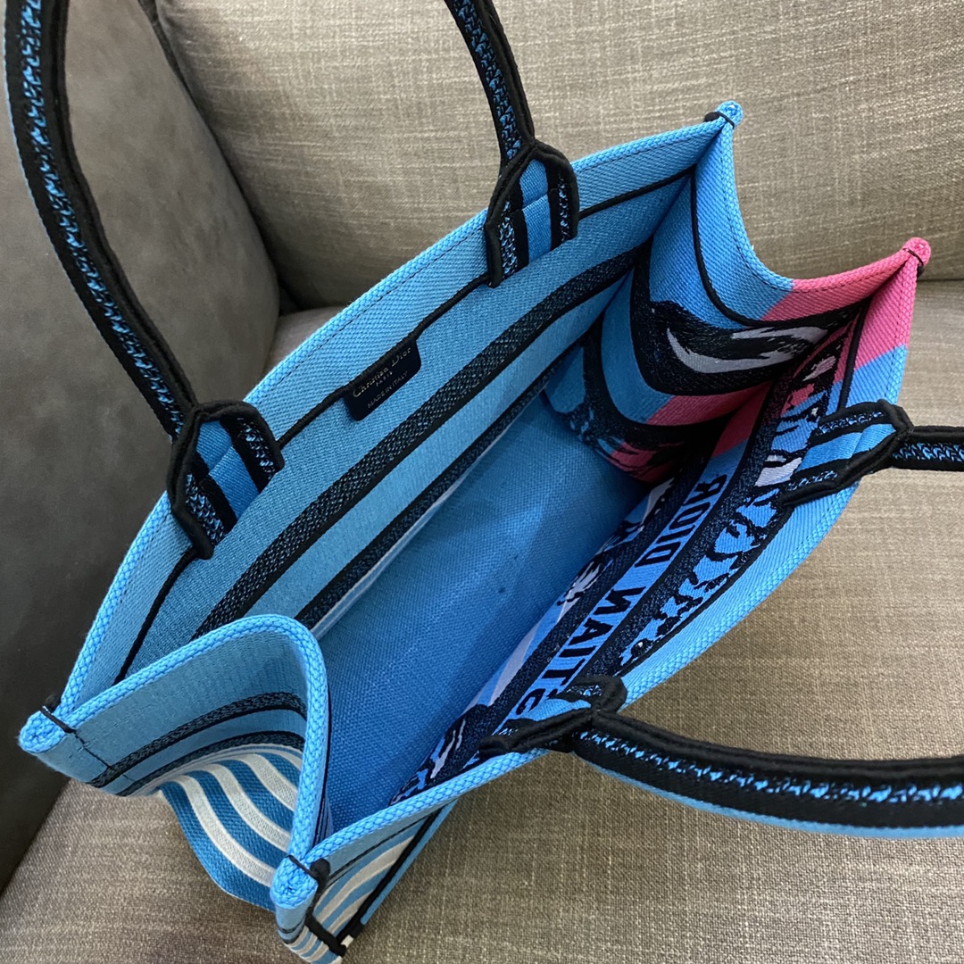 Christian Dior Medium Dior Book Tote Bright Blue and Bright Pink D-Jungle Pop Embroidery, Blue/Pink, For Women Women’s Handbags, 36cm CD M1296ZRON_M8881:1High-quality replica