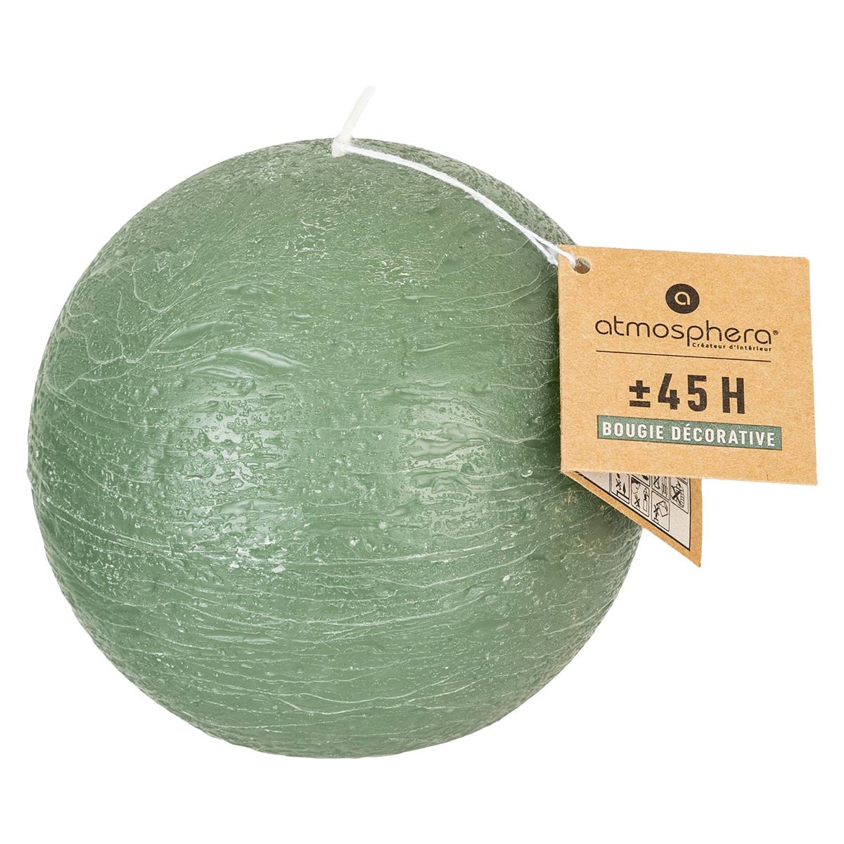 Rustic ball candle Eucalyptus green, 445g