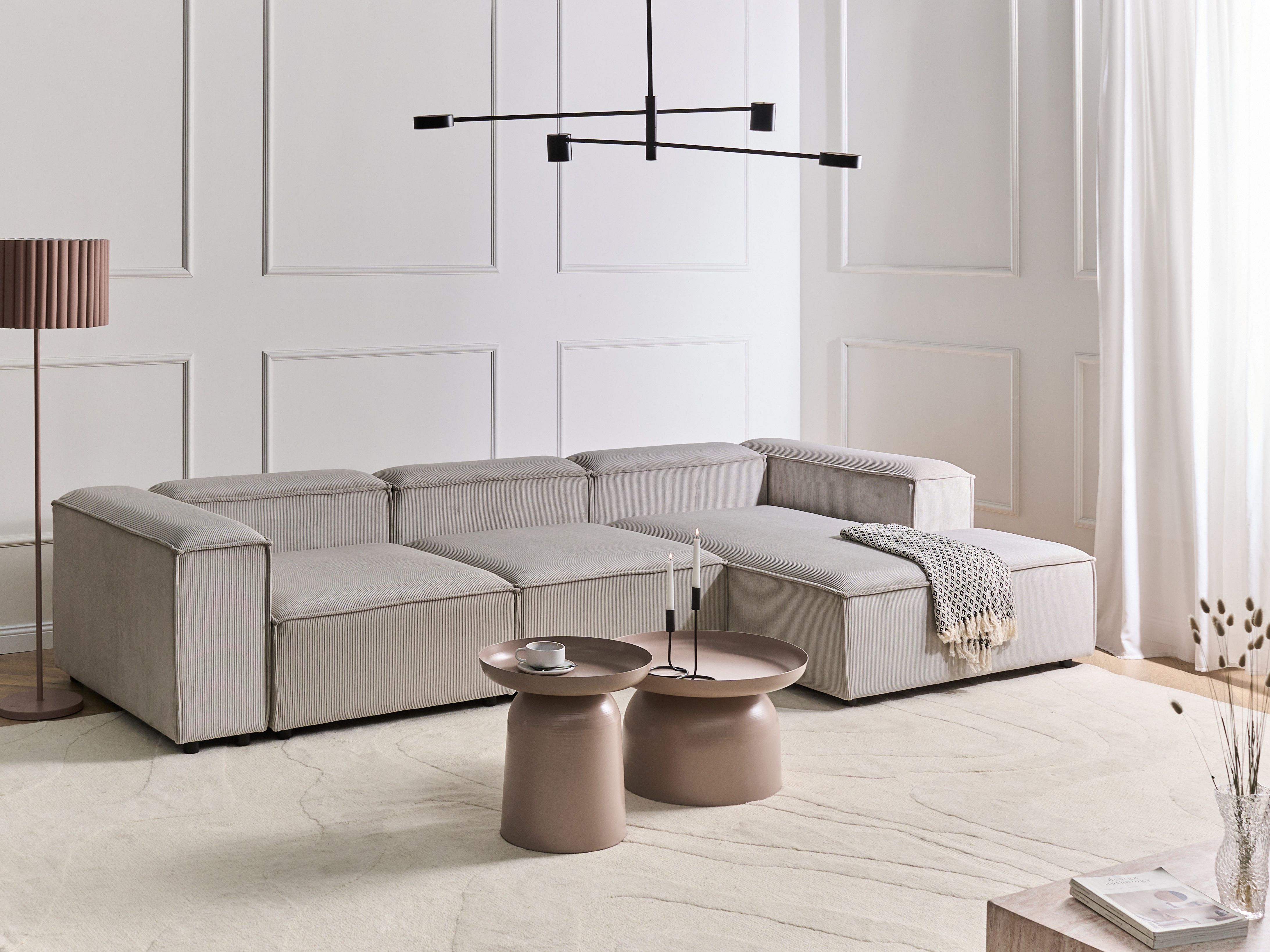 Modular Corner Sofa 4 Seater ARDAL Corduroy Taupe Left Hand