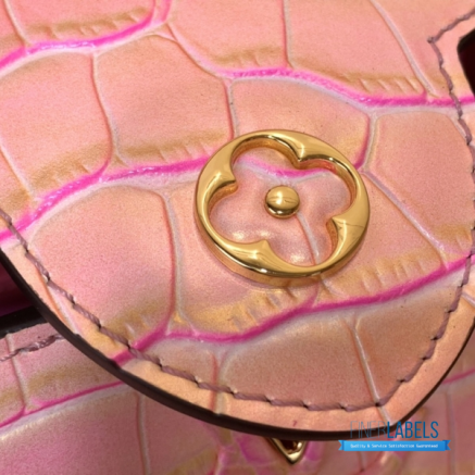 Pink Croc-Embossed Mini Handbag with Gold Hardware1:1High-quality replica