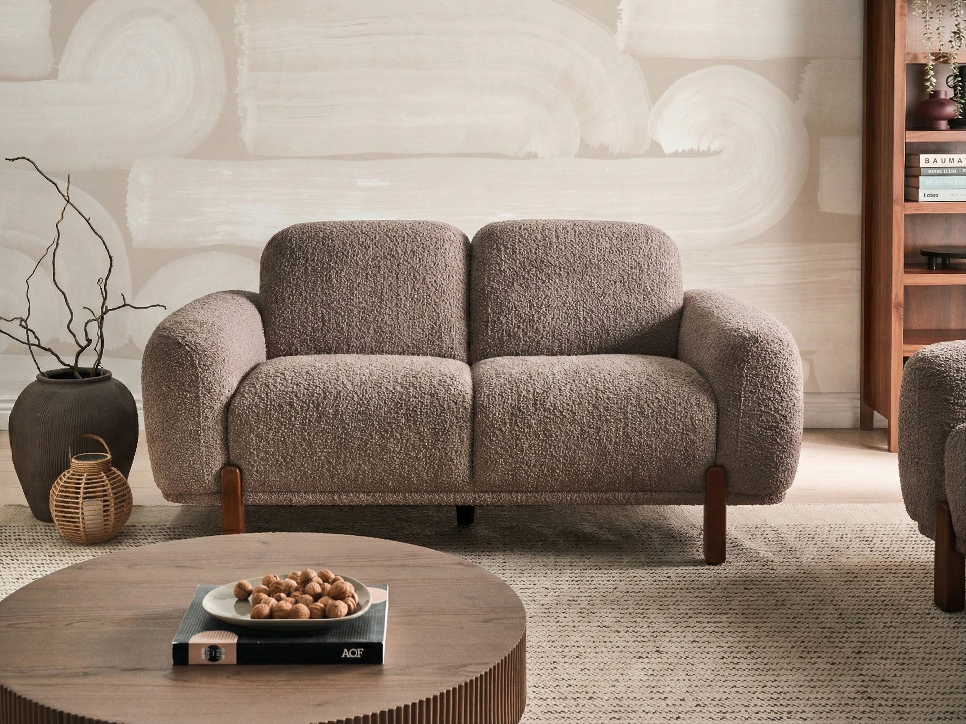 Sofa 2 Seater ODNES Boucle Taupe