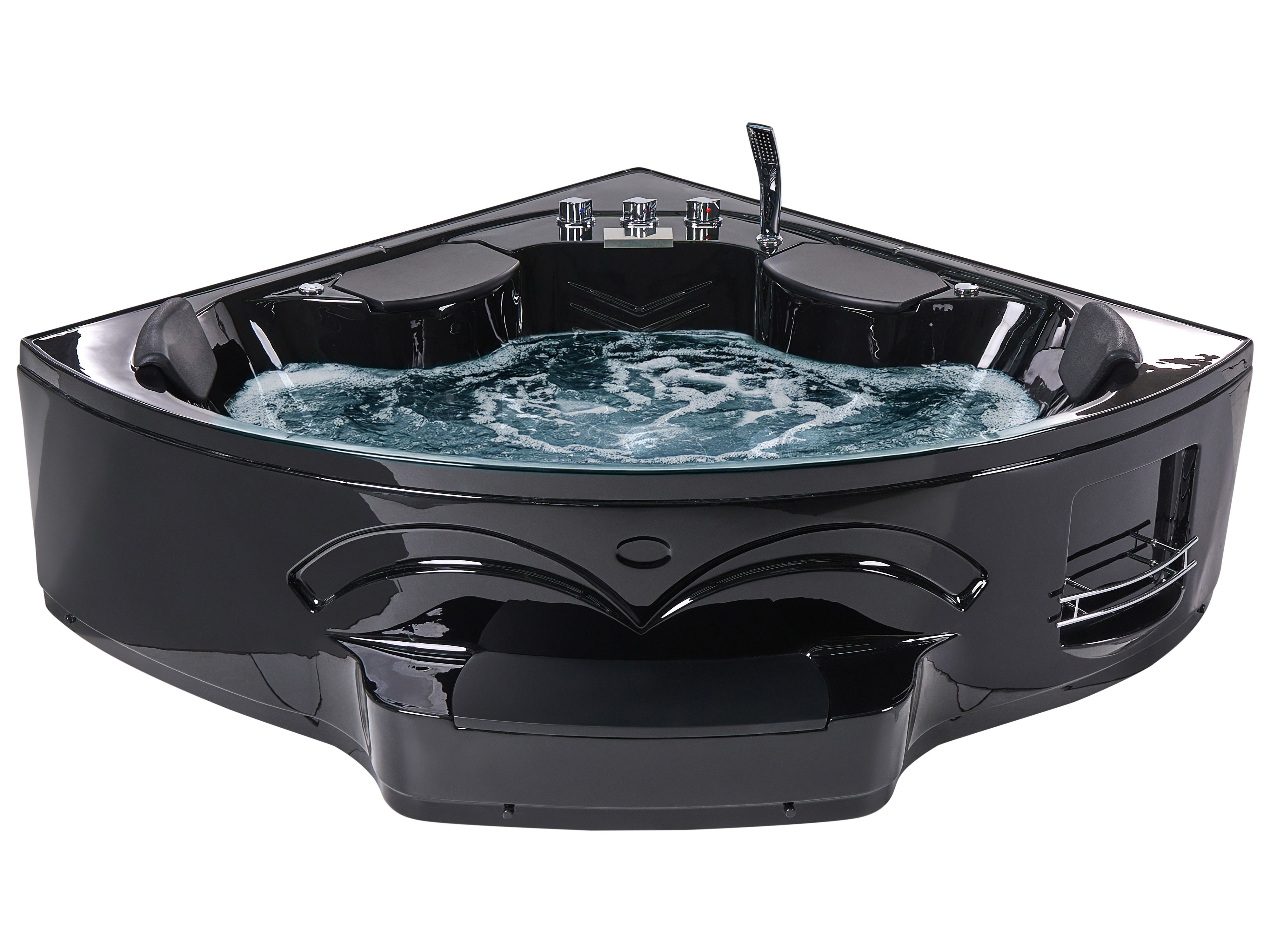 Corner Hot Tub with LED CUYABENO 2110 x 1500 mm Black